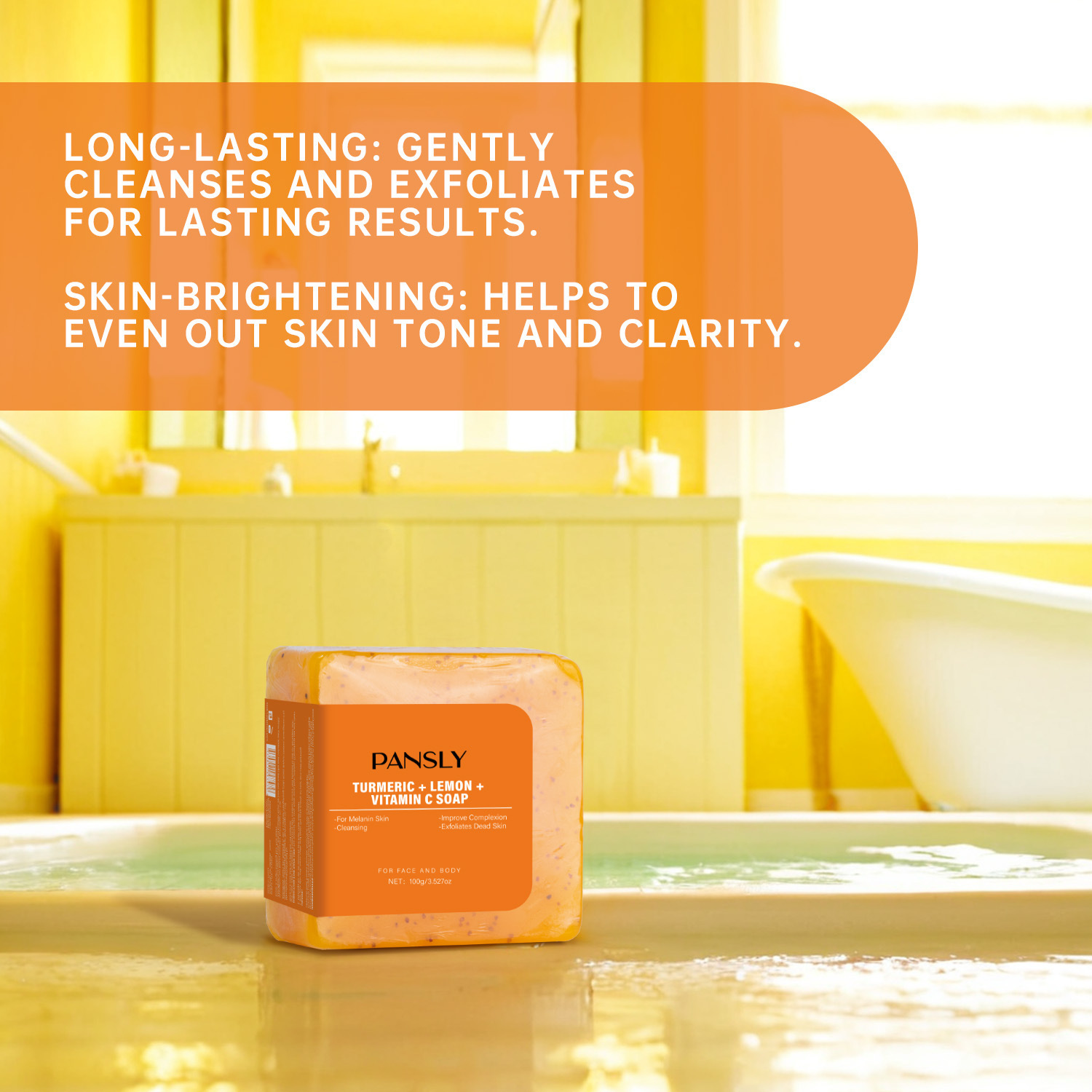 Turmeric Lemon Vitamin C Soap Brightening Exfoliating For Even Skin Tone Daily Face And Body Cleansing Bar 100g