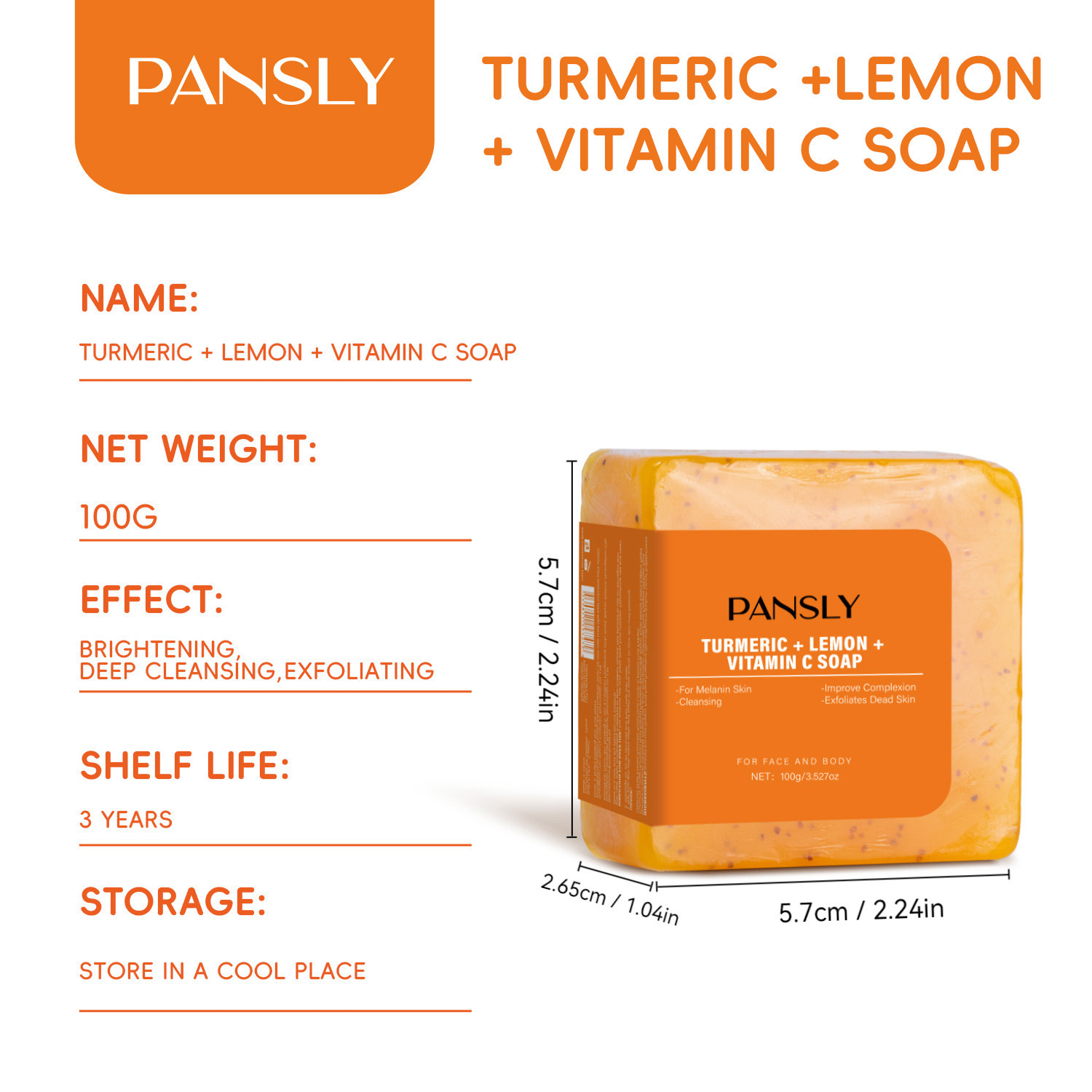 Turmeric Lemon Vitamin C Soap Brightening Exfoliating For Even Skin Tone Daily Face And Body Cleansing Bar 100g