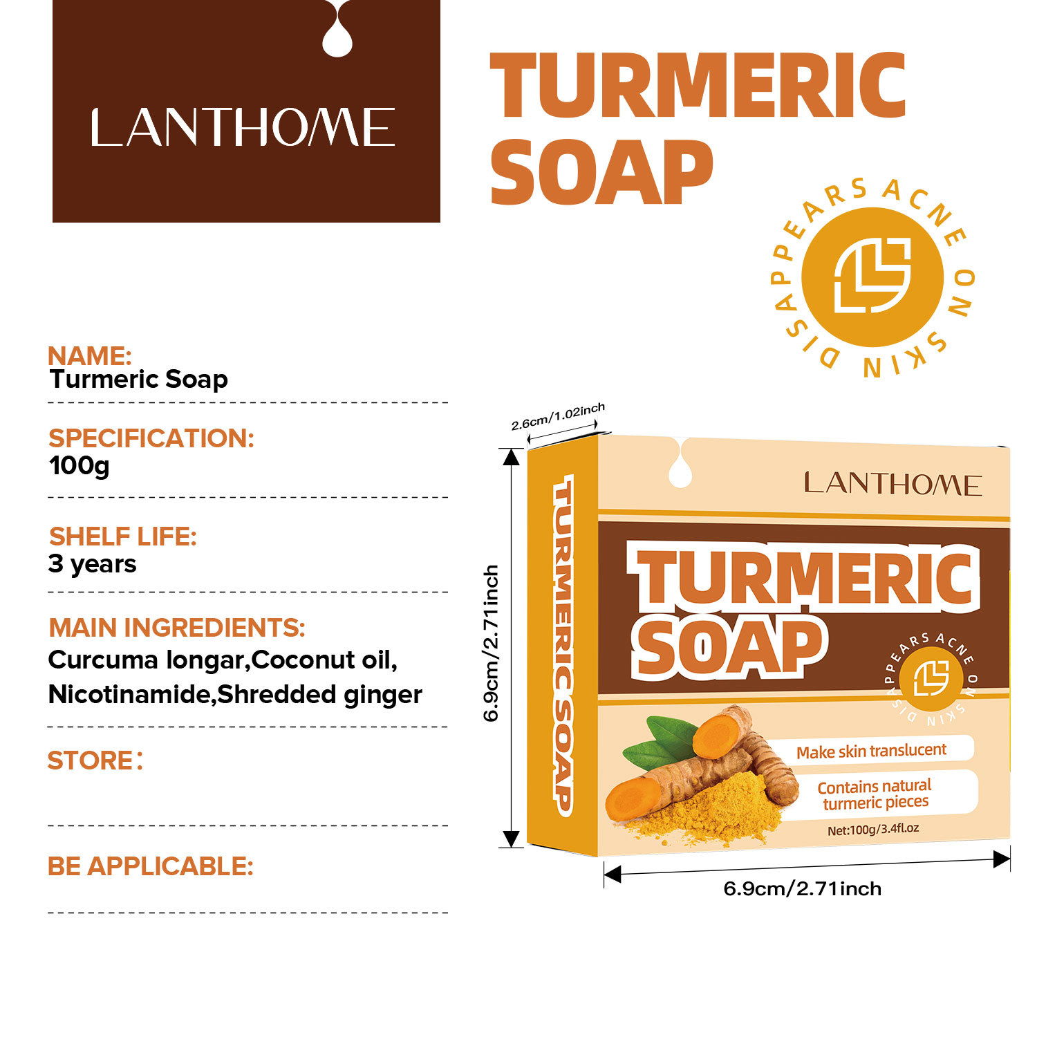 Turmeric Ginger Root Soap Gentle Exfoliating Cleansing For Face And Body Daily Skin Brightening Bar 100g