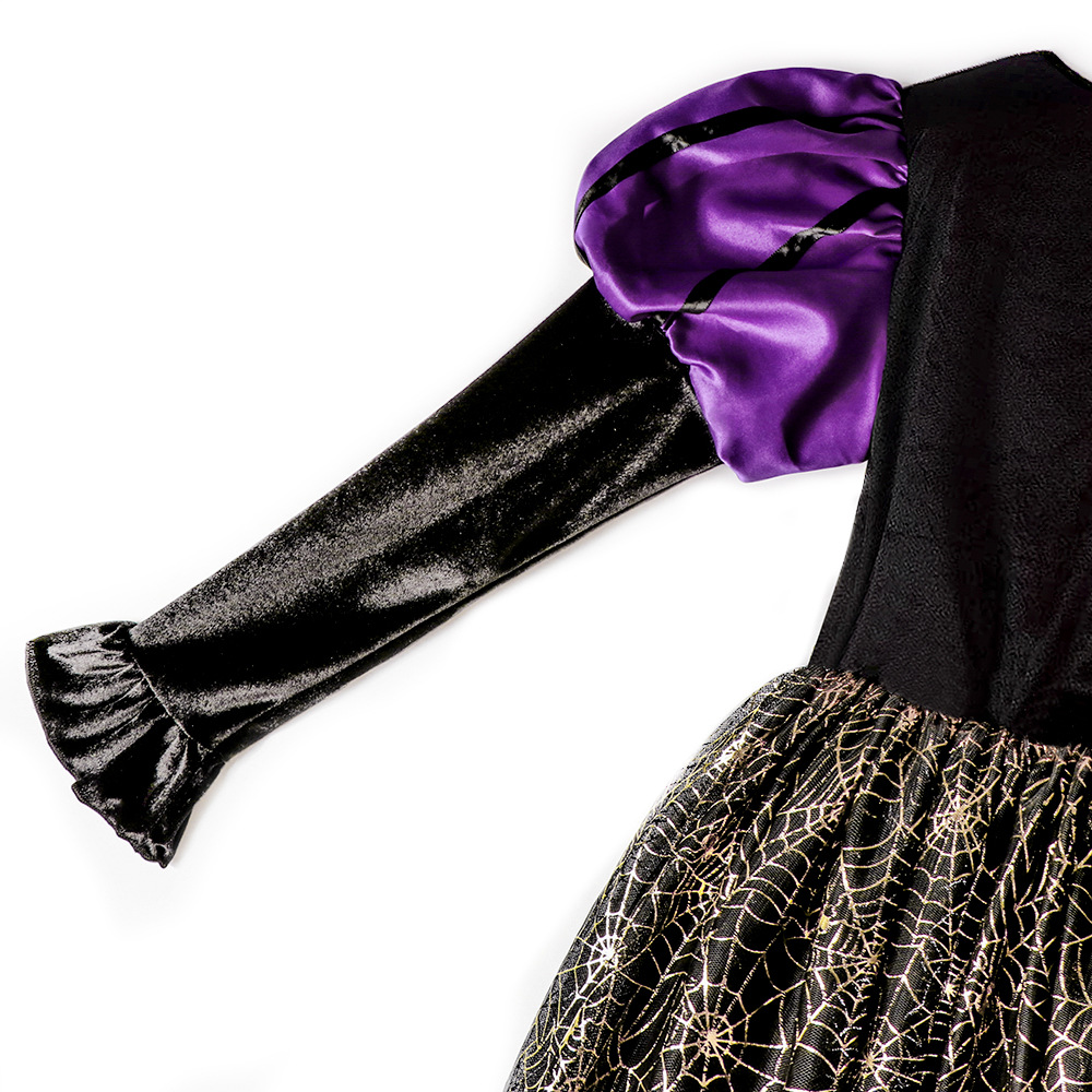 (160) Children Girl Witch Spider Outfit Halloween Cosplay Dress For Halloween Party