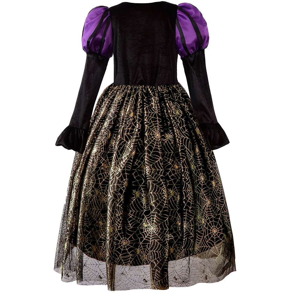 (160) Children Girl Witch Spider Outfit Halloween Cosplay Dress For Halloween Party