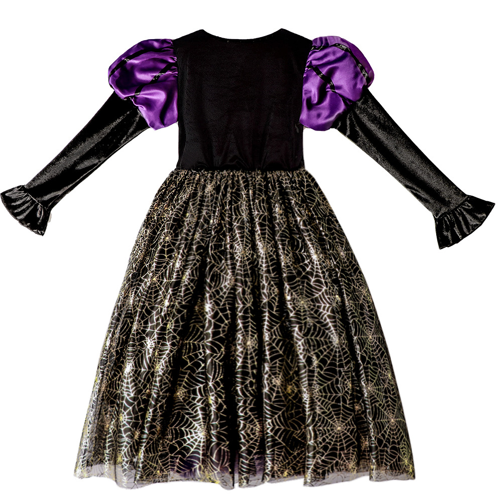 (160) Children Girl Witch Spider Outfit Halloween Cosplay Dress For Halloween Party