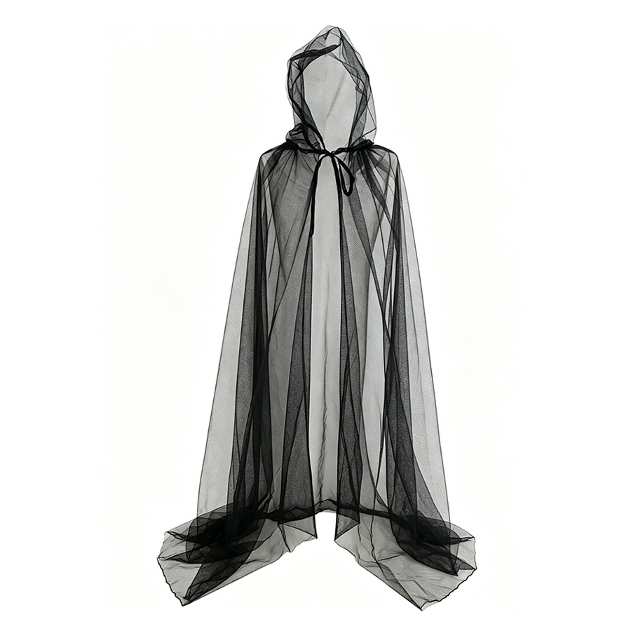 (White) Witch Grim Reaper Cloak Halloween Hooded Mesh Vampire Cape Cosplay Costume Role Play Christmas