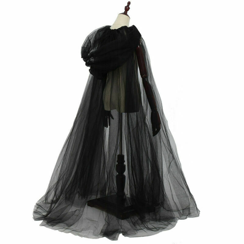 (White) Witch Grim Reaper Cloak Halloween Hooded Mesh Vampire Cape Cosplay Costume Role Play Christmas