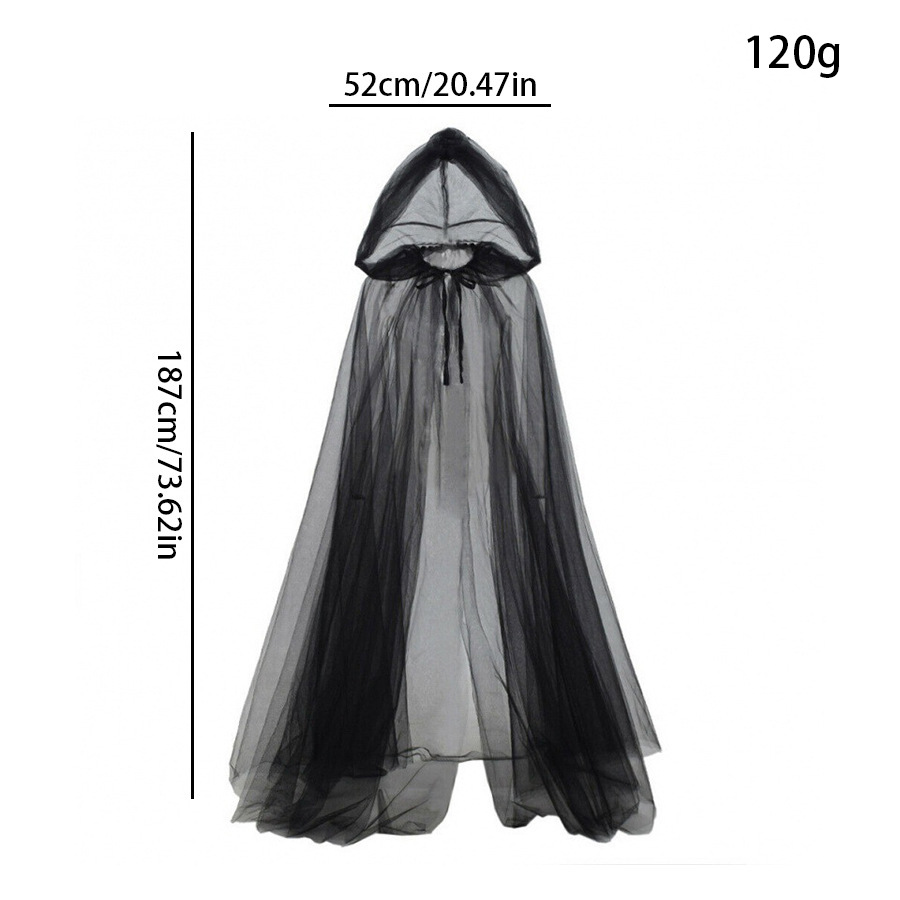 (White) Witch Grim Reaper Cloak Halloween Hooded Mesh Vampire Cape Cosplay Costume Role Play Christmas