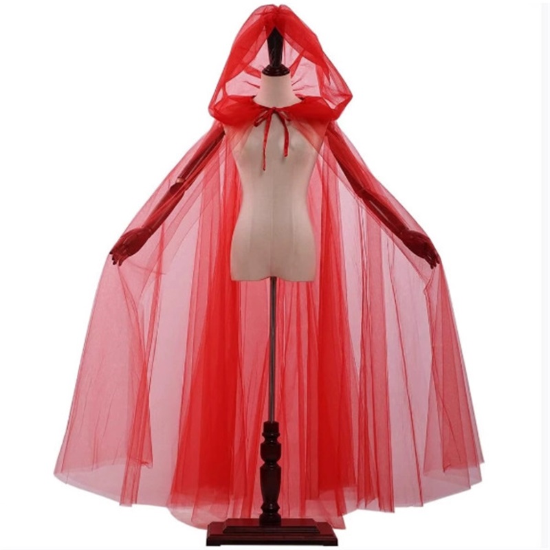 (White) Witch Grim Reaper Cloak Halloween Hooded Mesh Vampire Cape Cosplay Costume Role Play Christmas