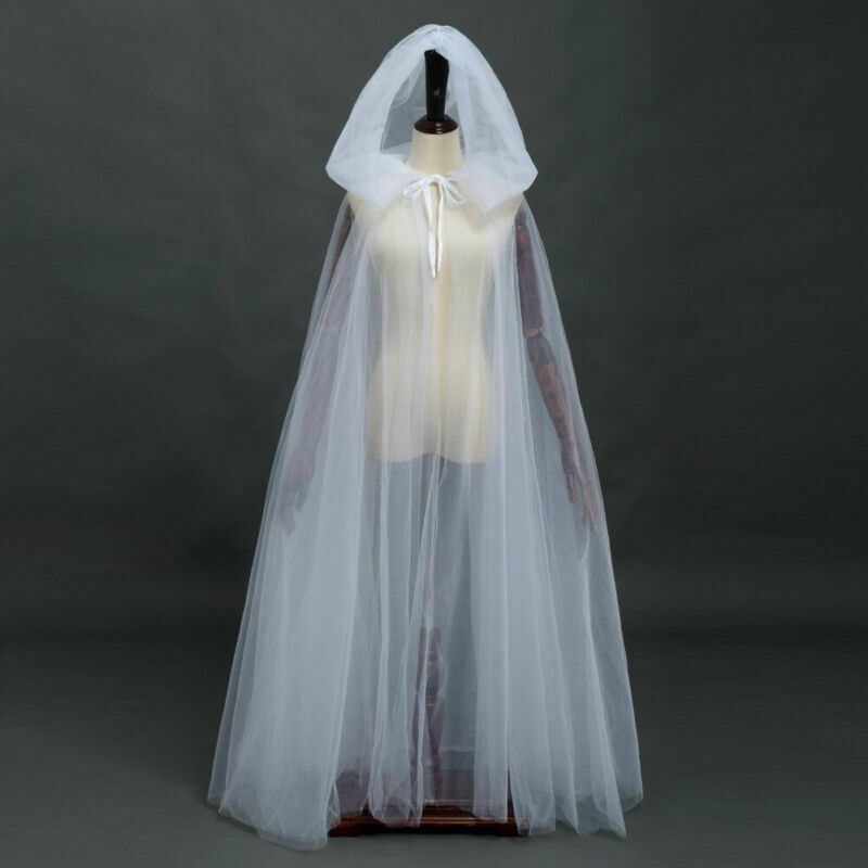(White) Witch Grim Reaper Cloak Halloween Hooded Mesh Vampire Cape Cosplay Costume Role Play Christmas