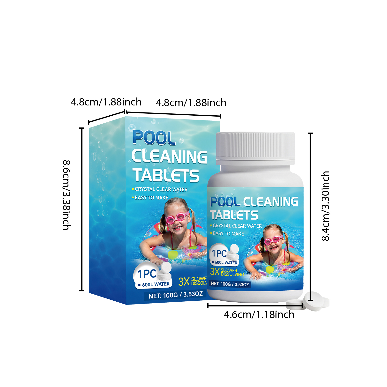Pool Cleaning Tablets Daily Remove Limescale Stains Reduce Odors Fast Dissolve Purify Water Clear Liquid