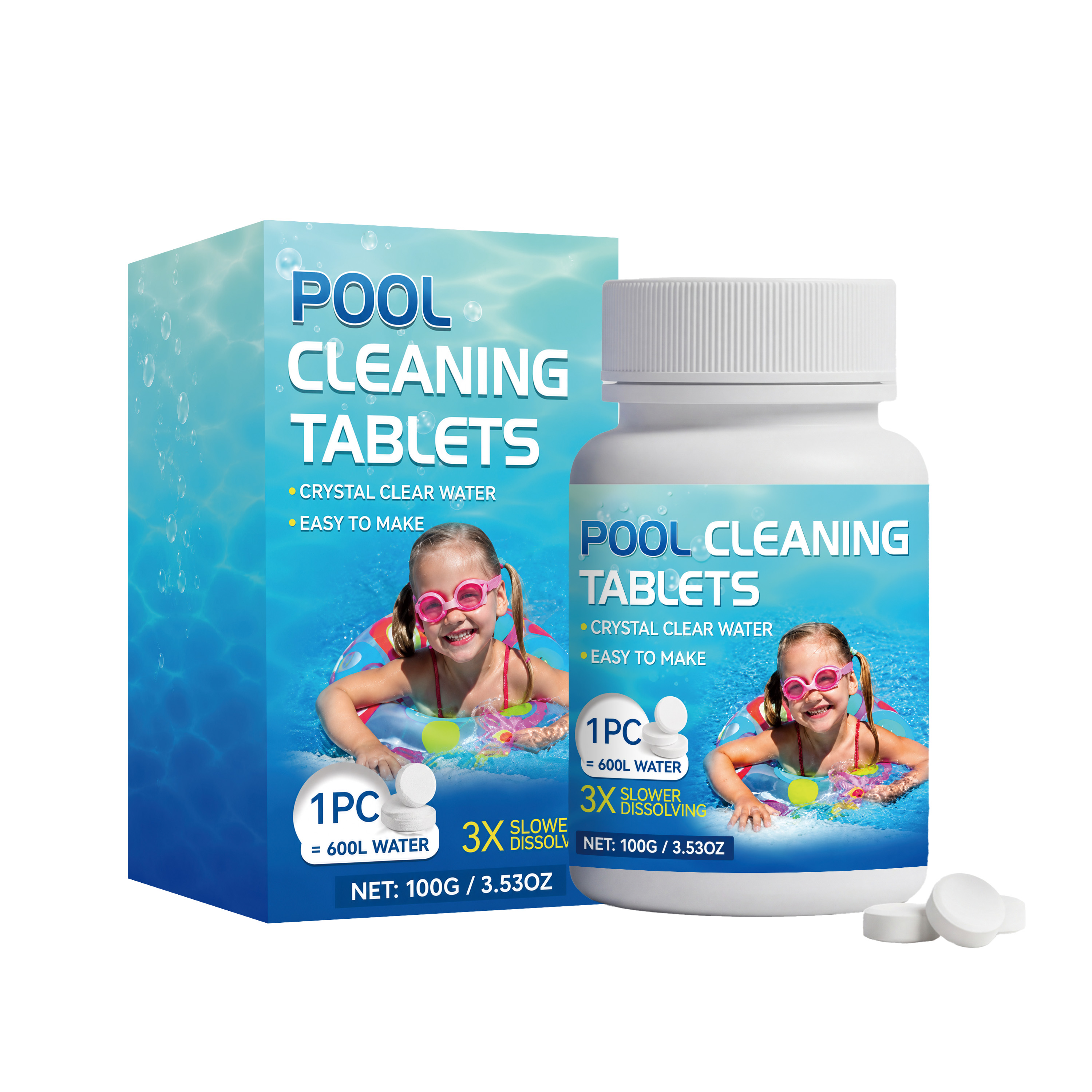 Pool Cleaning Tablets Daily Remove Limescale Stains Reduce Odors Fast Dissolve Purify Water Clear Liquid