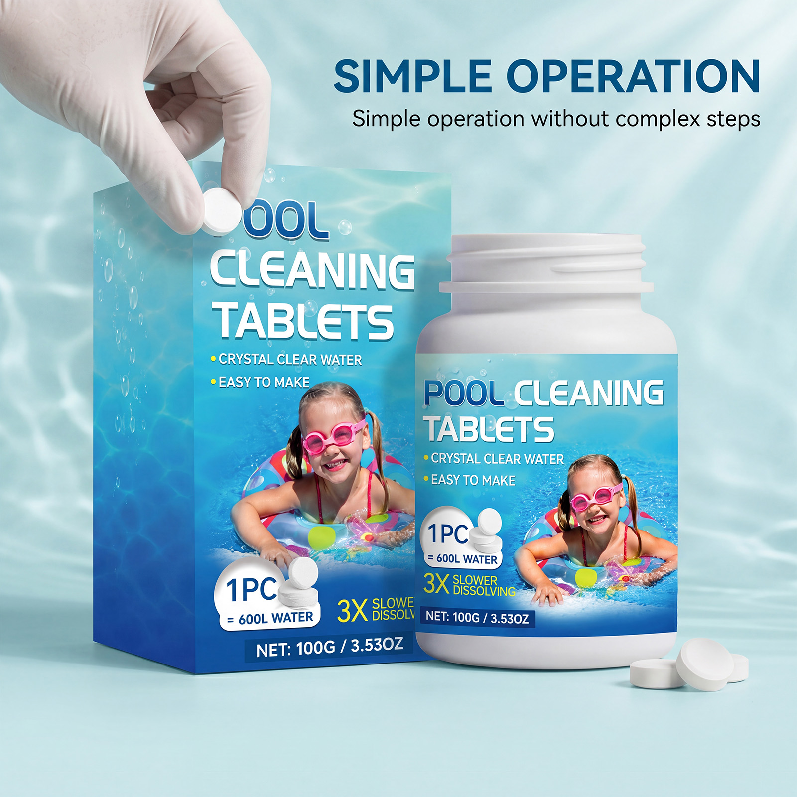 Pool Cleaning Tablets Daily Remove Limescale Stains Reduce Odors Fast Dissolve Purify Water Clear Liquid