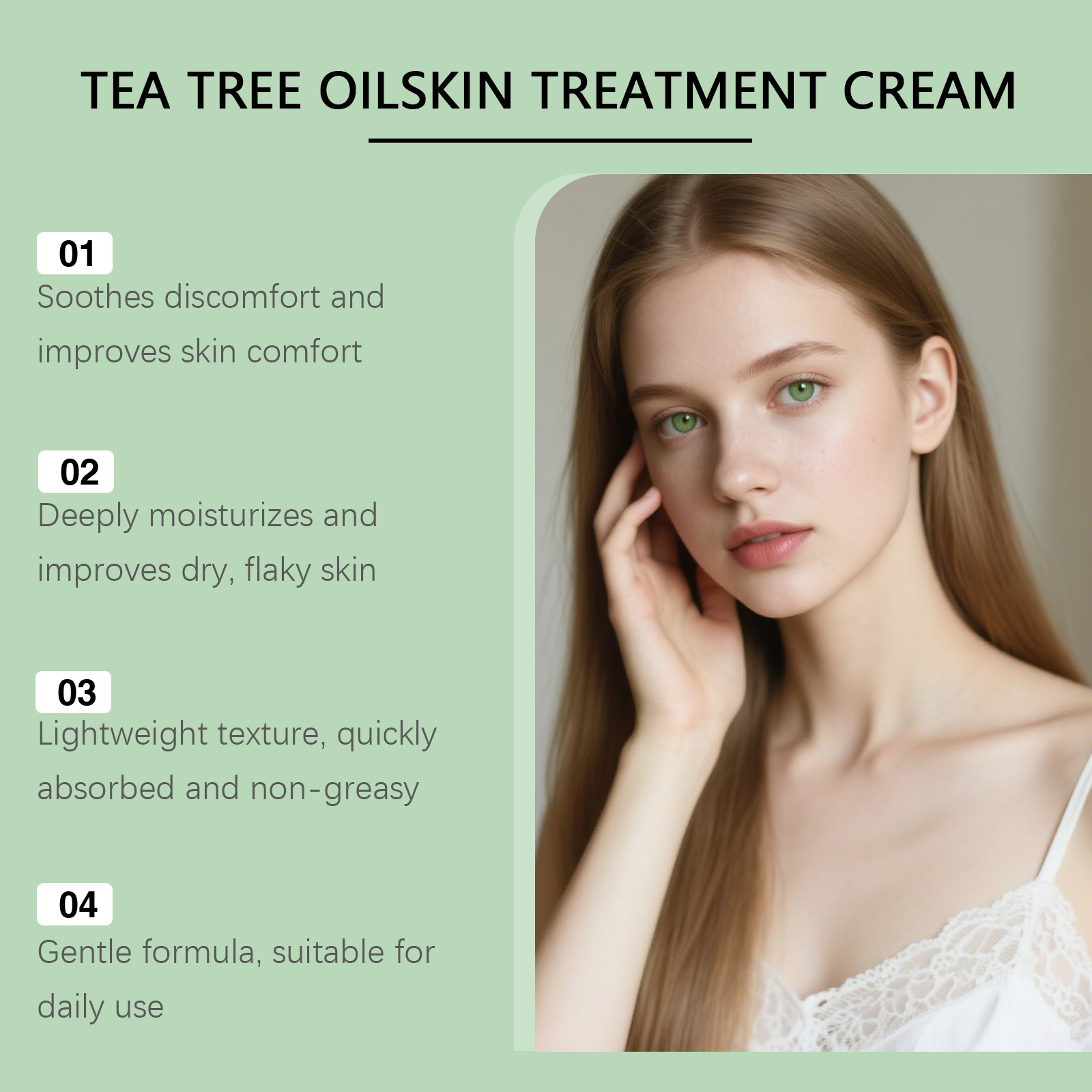 Tea Tree Oil Skin Cream Mild Gentle Smooth Hydrating Brightening For Whole Body Skin