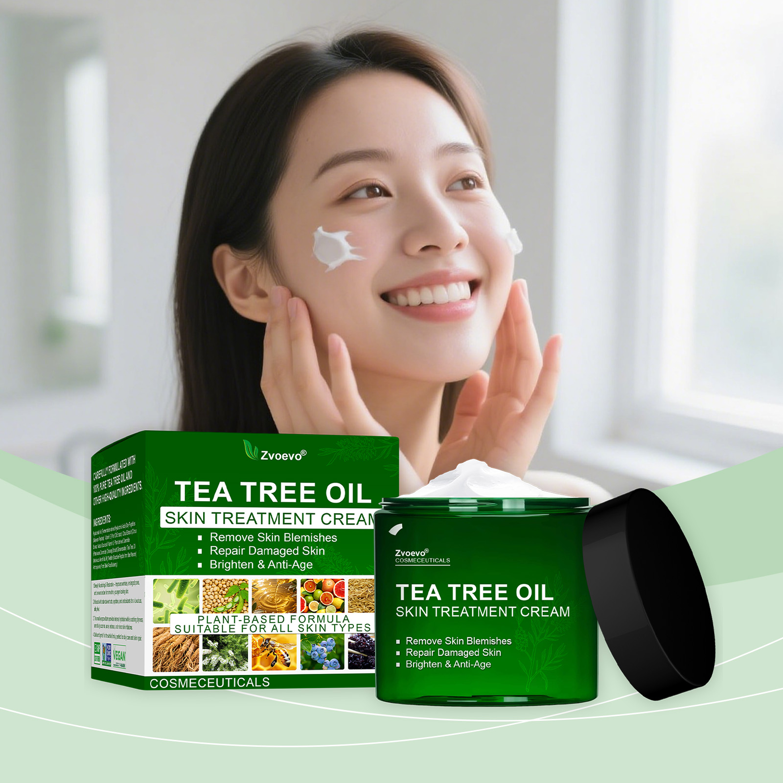 Tea Tree Oil Skin Cream Mild Gentle Smooth Hydrating Brightening For Whole Body Skin