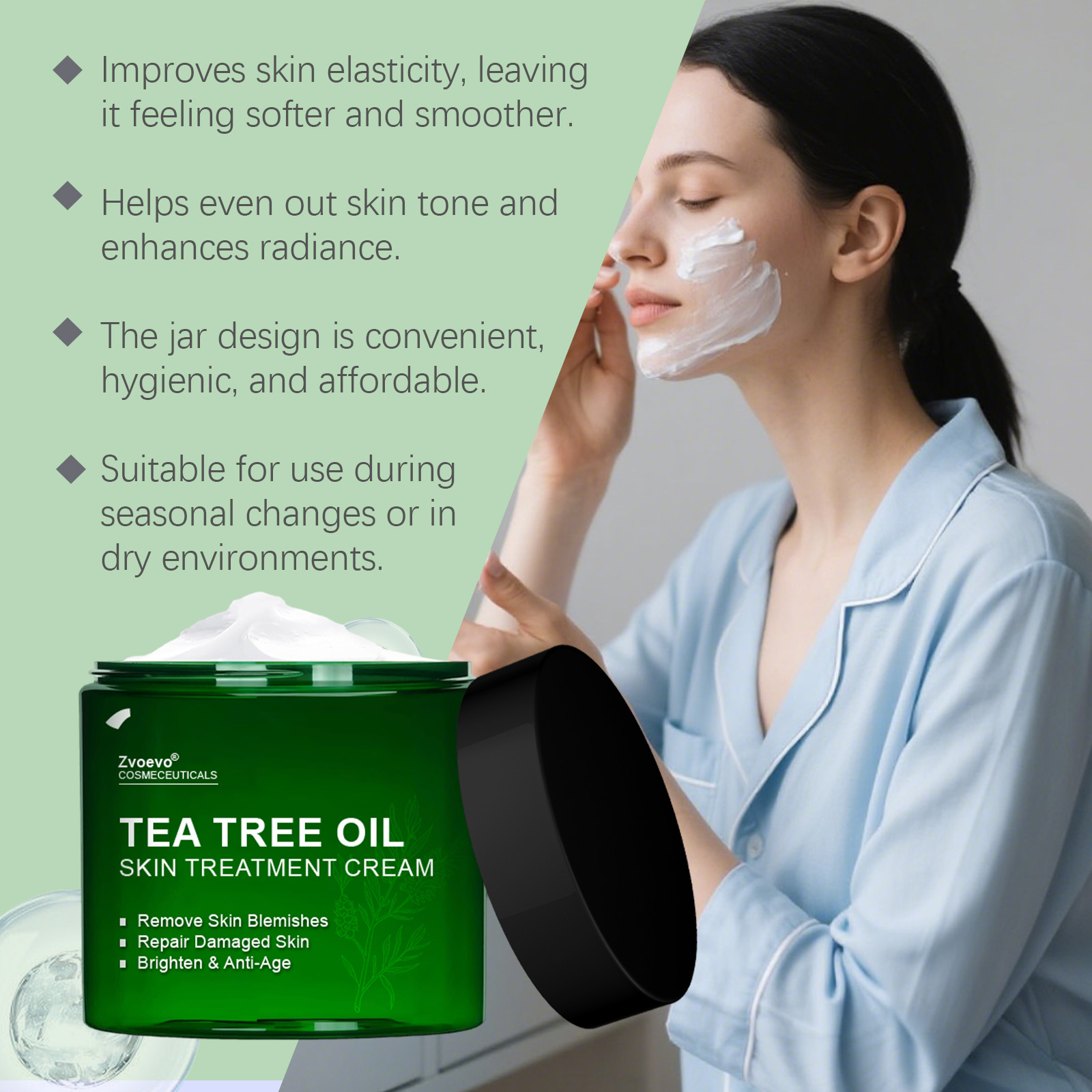 Tea Tree Oil Skin Cream Mild Gentle Smooth Hydrating Brightening For Whole Body Skin
