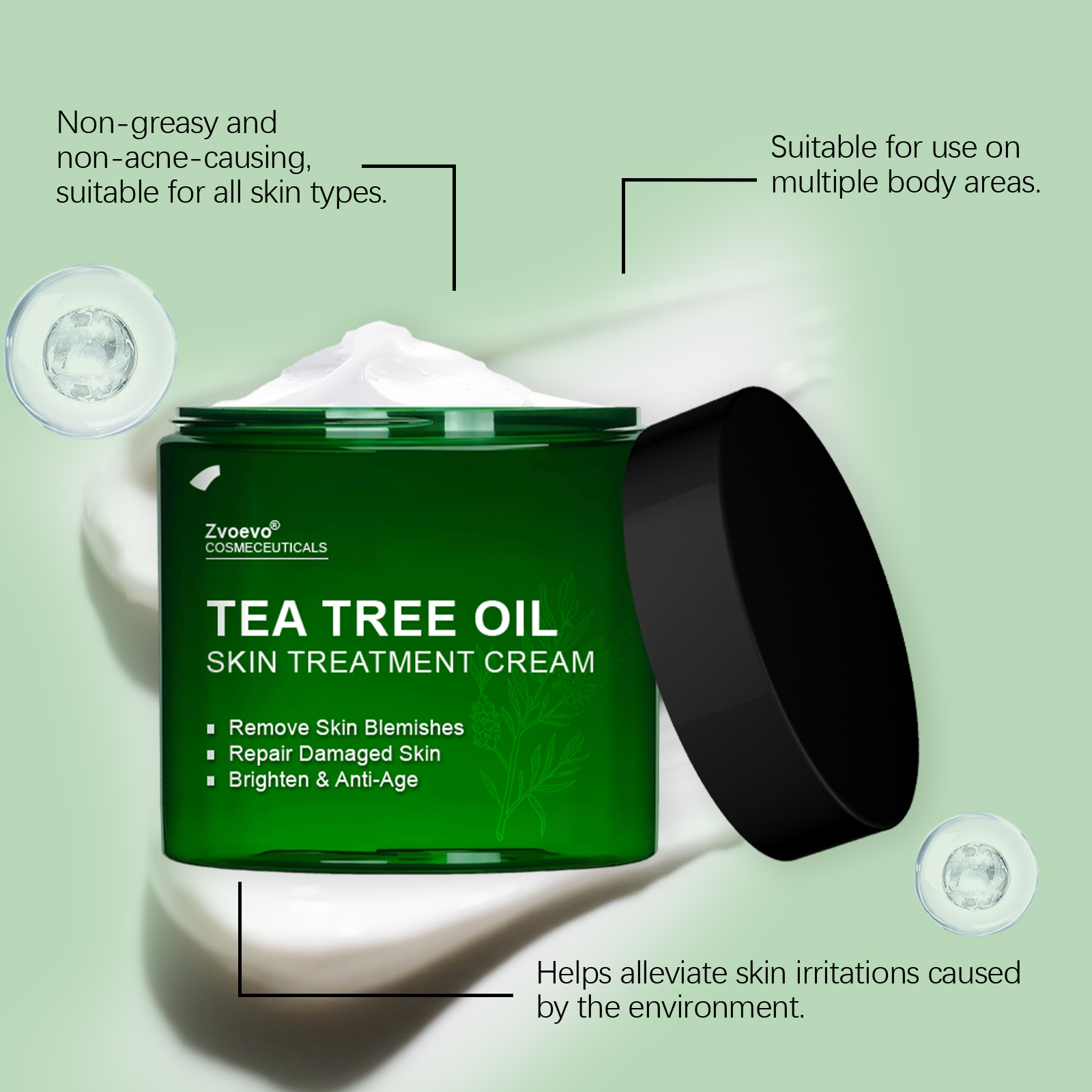 Tea Tree Oil Skin Cream Mild Gentle Smooth Hydrating Brightening For Whole Body Skin