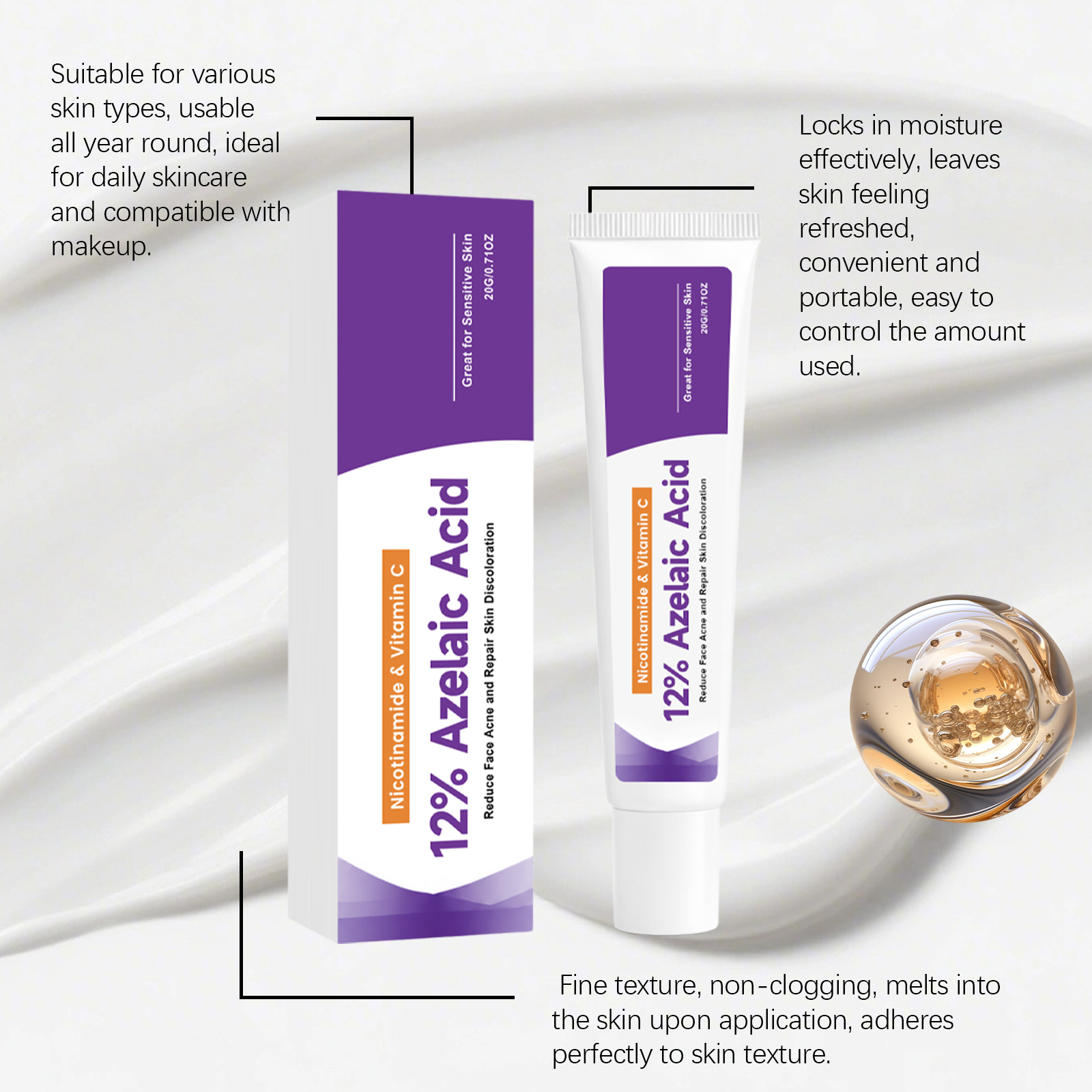 Azelaic Acid Moisturizing Cream Delicate Silky Mild Refreshing Hydrating Bright Even Skin Tone Daily Facial Skin Care