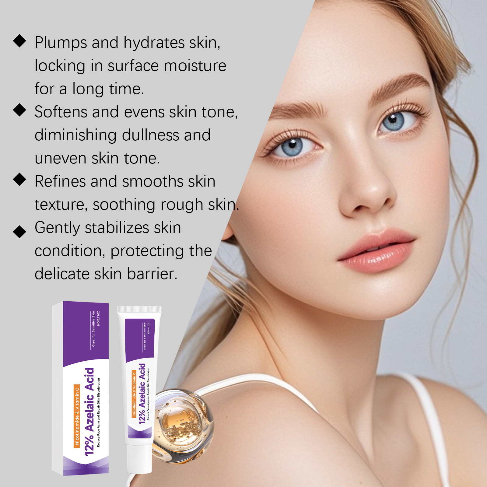 Azelaic Acid Moisturizing Cream Delicate Silky Mild Refreshing Hydrating Bright Even Skin Tone Daily Facial Skin Care
