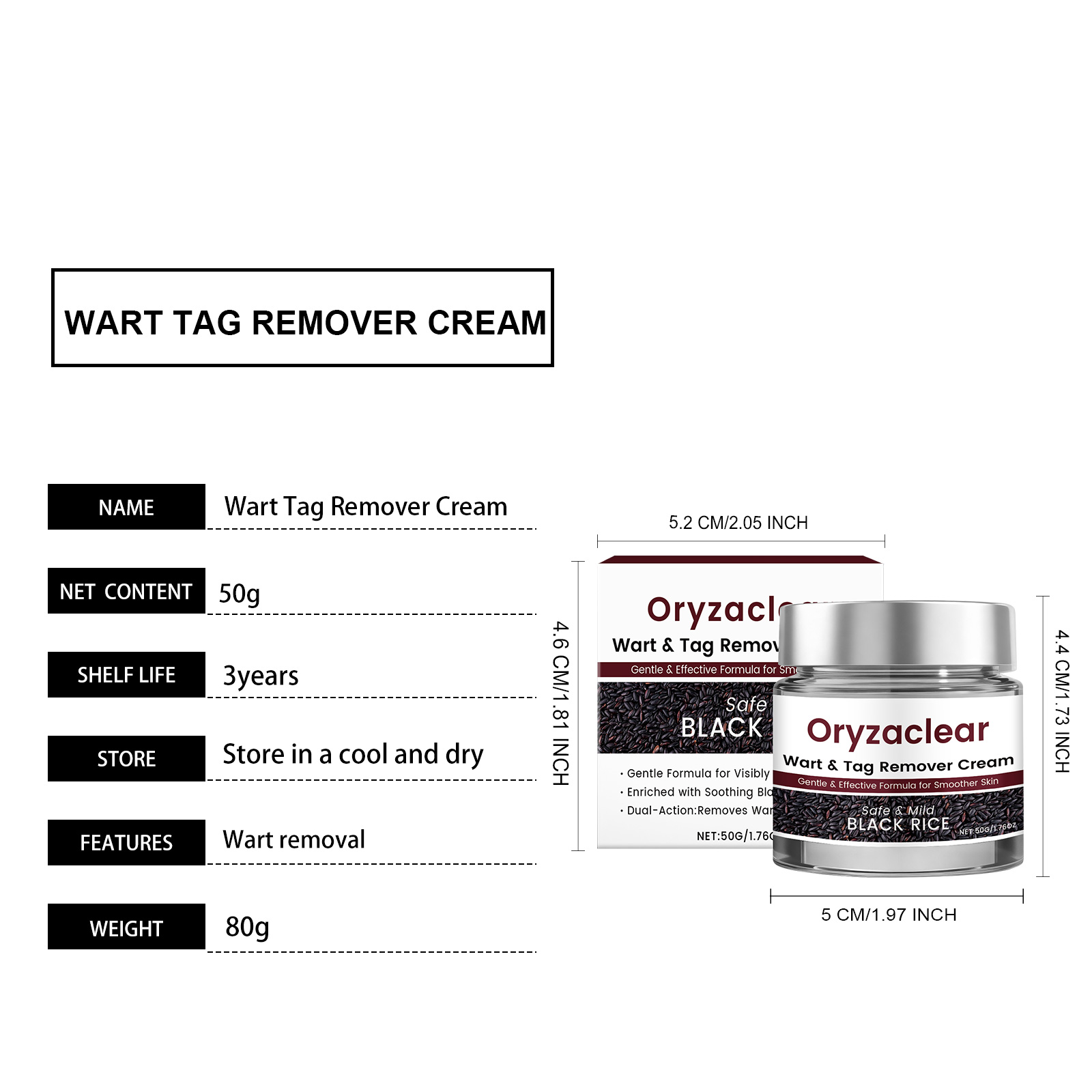 Black Rice Care Moisturizing Cream Nourishing Mild Repair Improve Skin Blemishes Full Body Daily Skin Care