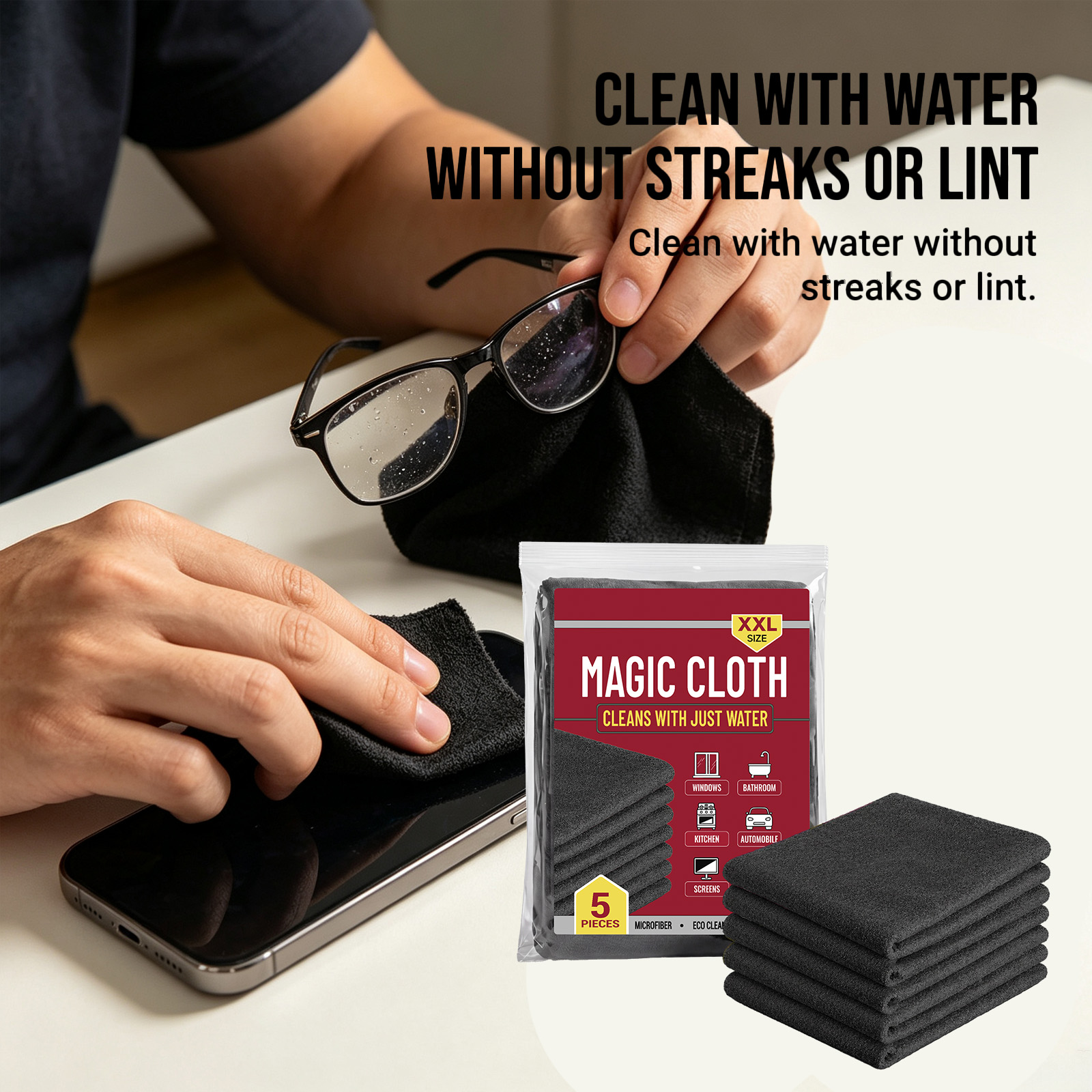 Magic Cleaning Cloth Superfine Fiber Water Absorbent Lint Free Kitchen Housework Glass Car Wiping Household