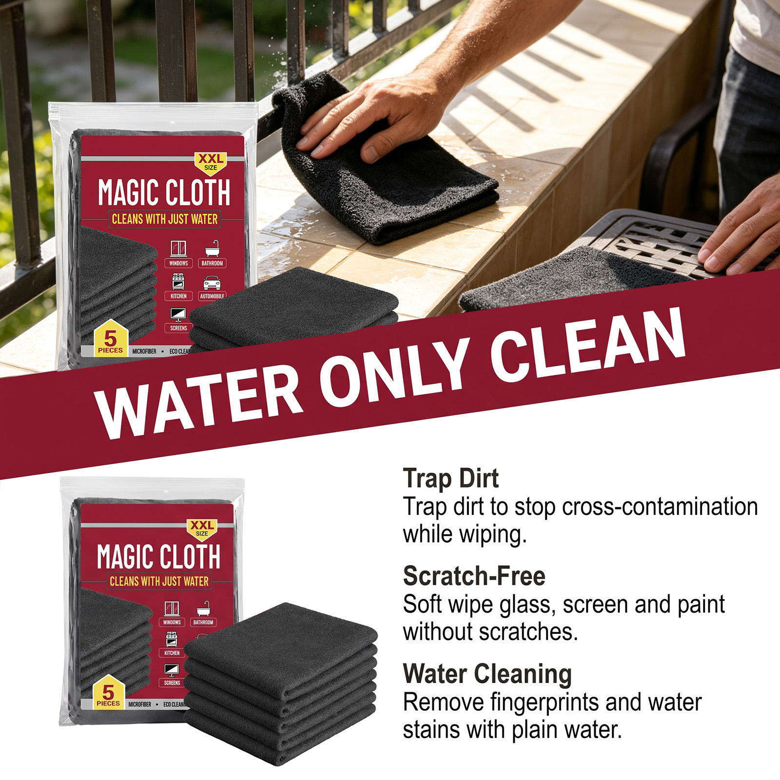 Magic Cleaning Cloth Superfine Fiber Water Absorbent Lint Free Kitchen Housework Glass Car Wiping Household