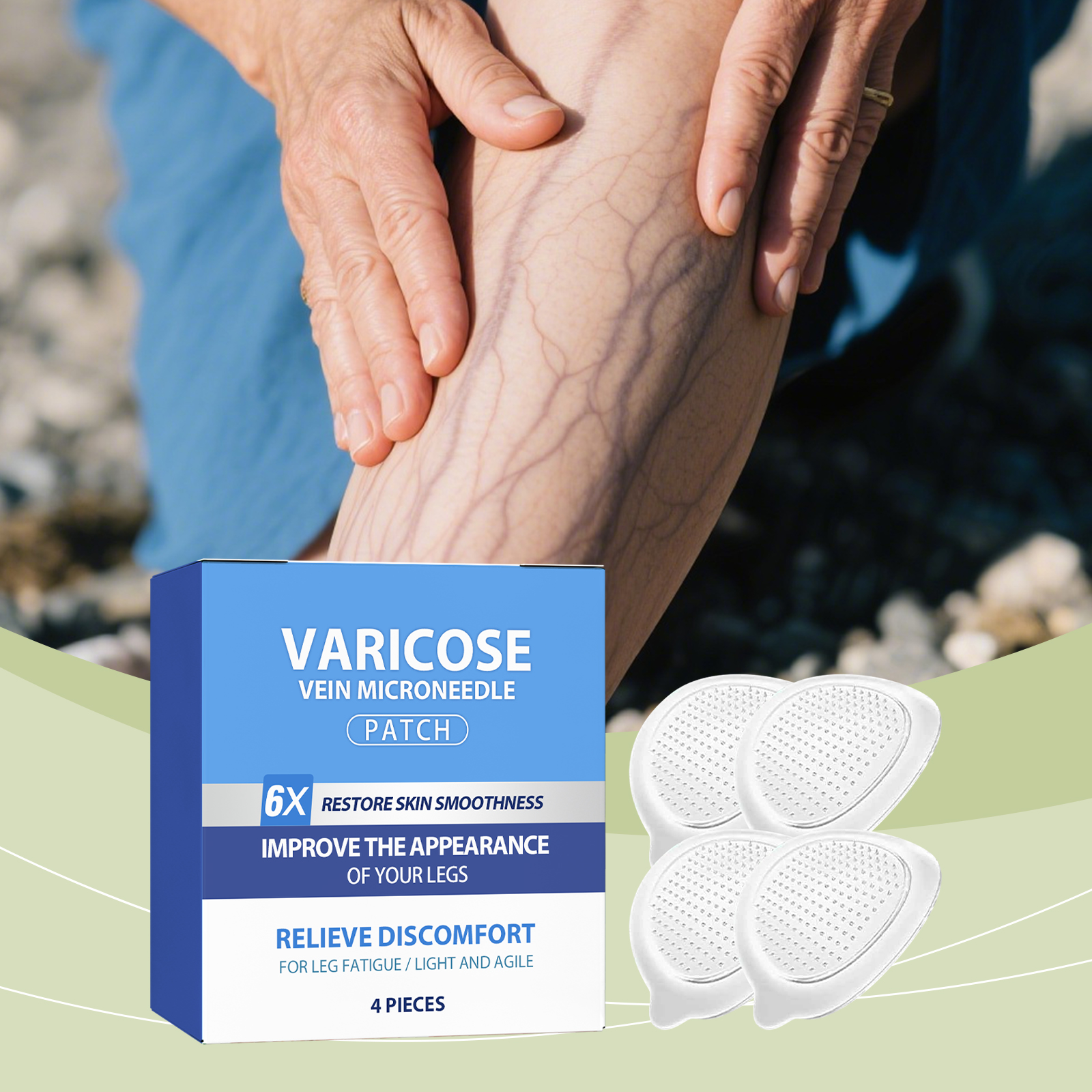 Leg Care Patch Mild Nourish Leg Skin Moisturize Skin Varicose Discomfort Daily Walking Light Convenient