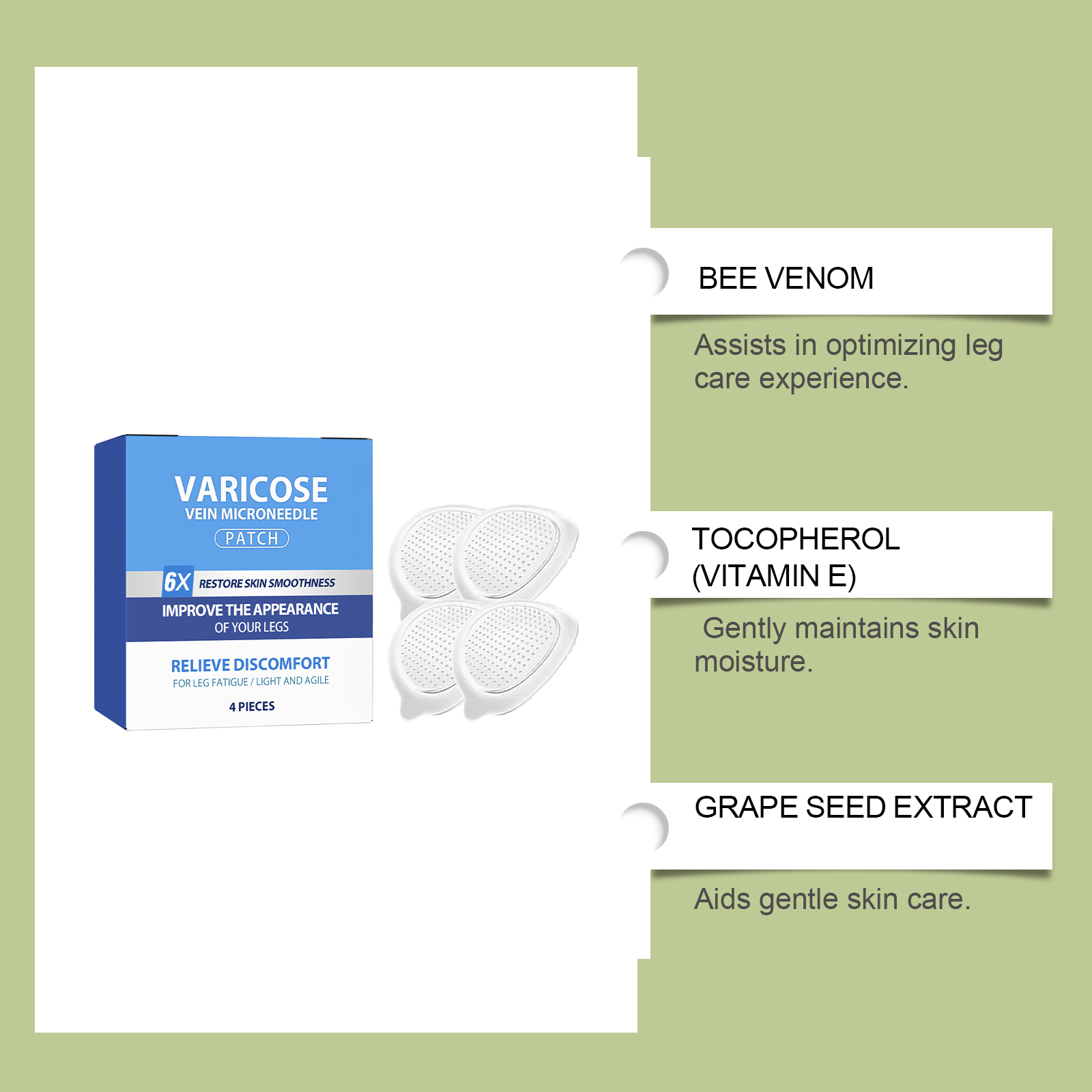 Leg Care Patch Mild Nourish Leg Skin Moisturize Skin Varicose Discomfort Daily Walking Light Convenient