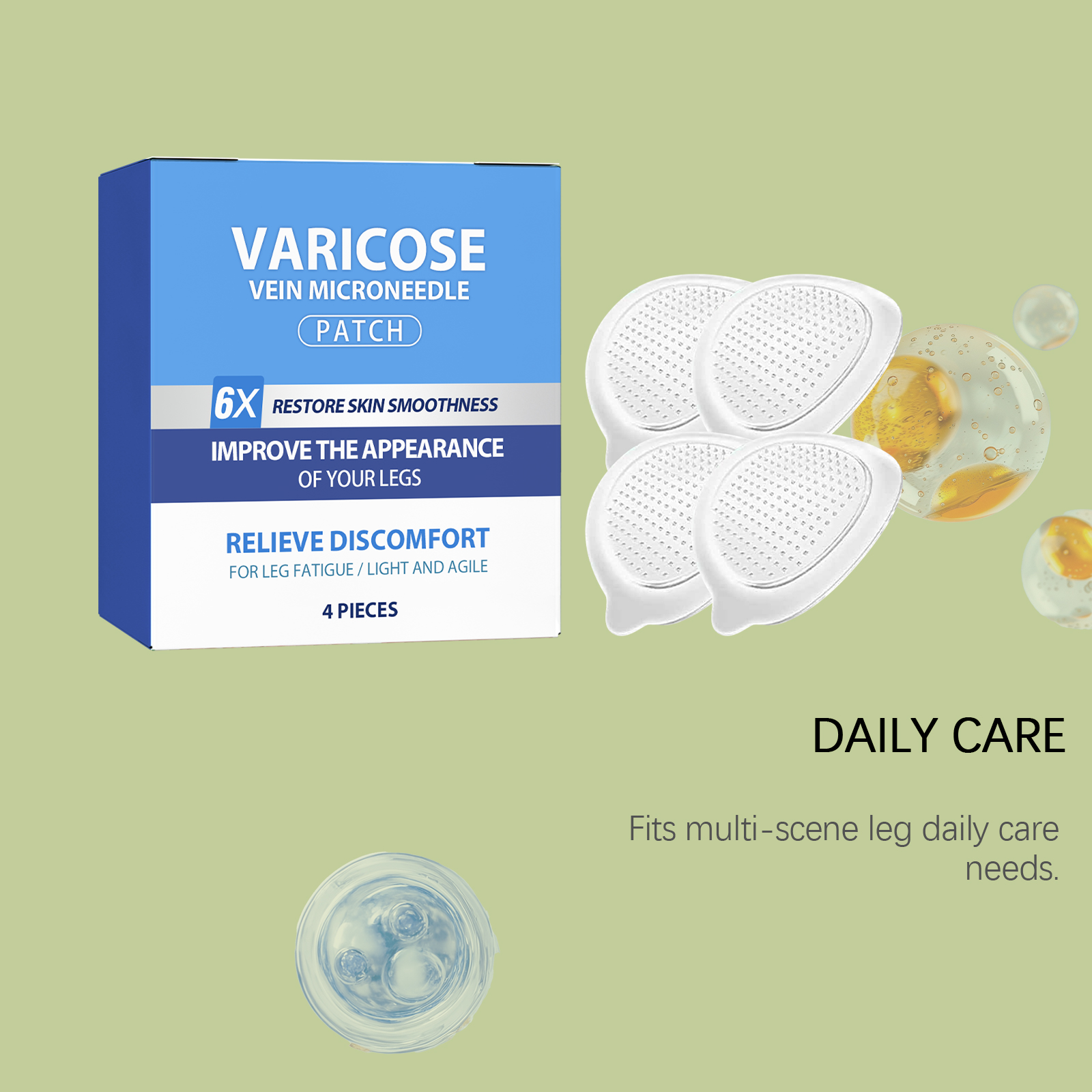 Leg Care Patch Mild Nourish Leg Skin Moisturize Skin Varicose Discomfort Daily Walking Light Convenient