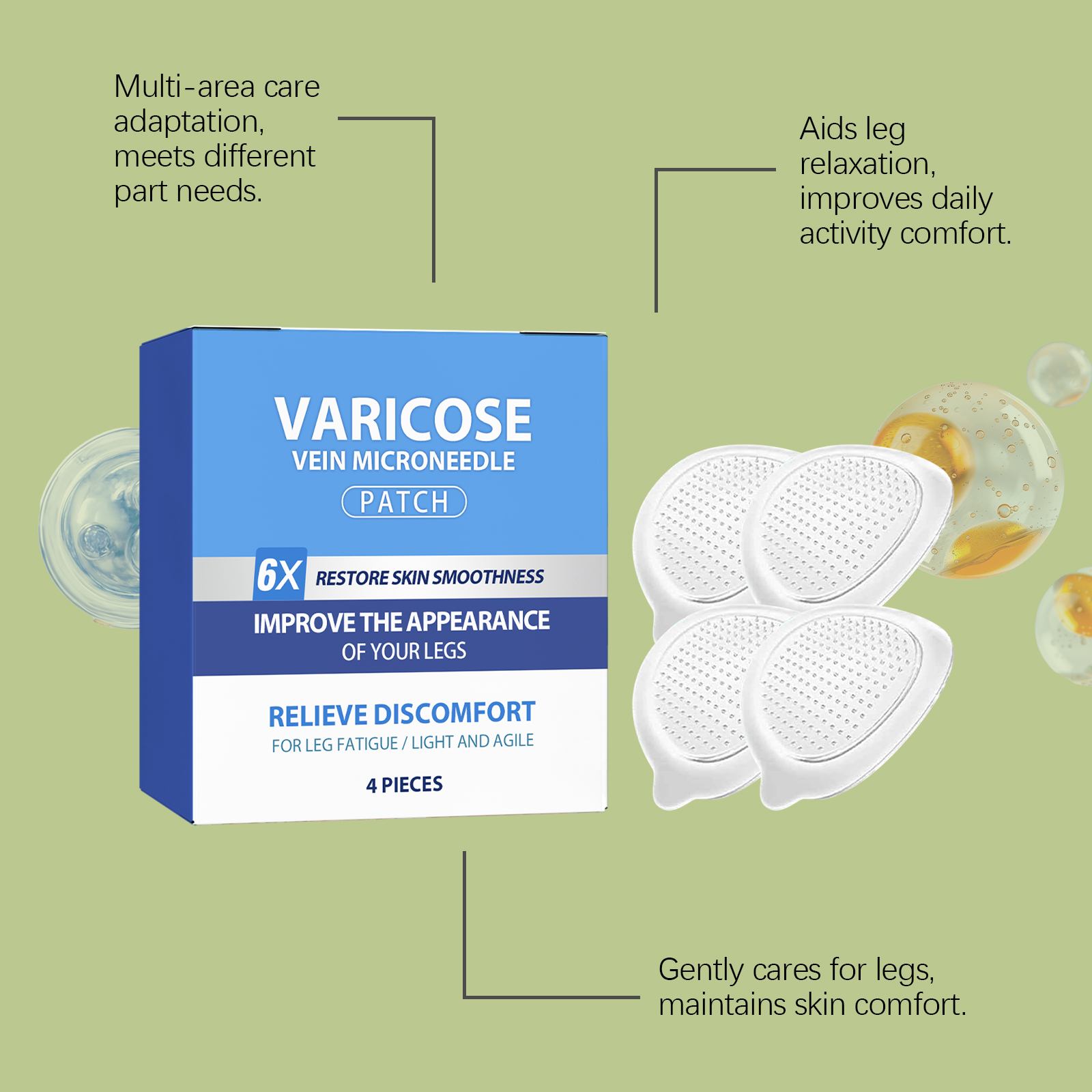 Leg Care Patch Mild Nourish Leg Skin Moisturize Skin Varicose Discomfort Daily Walking Light Convenient