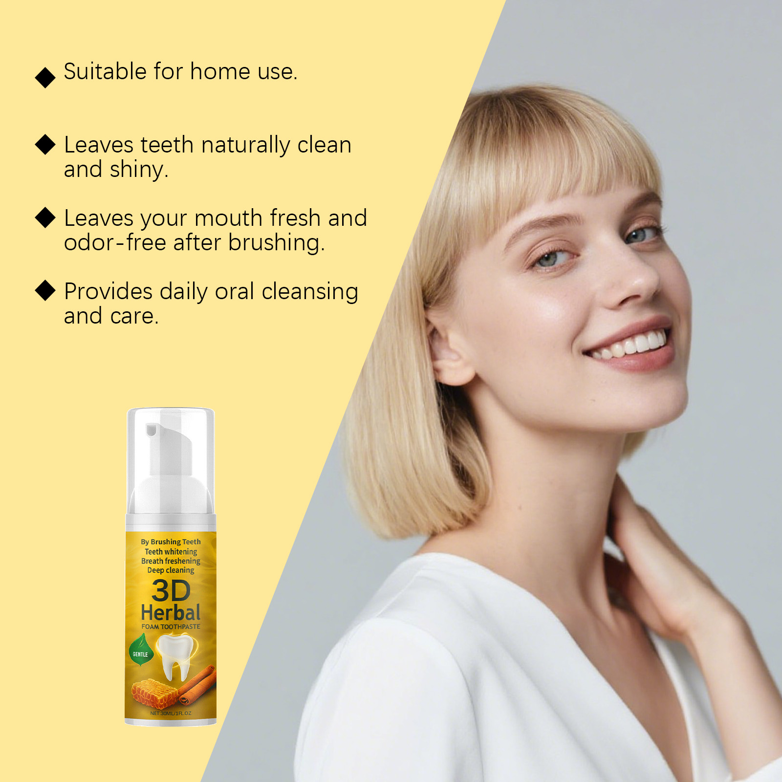 Herbal Foam Toothpaste Refreshing Mild Stain Cleaning Teeth Protection Fresh Fragrance Daily Care