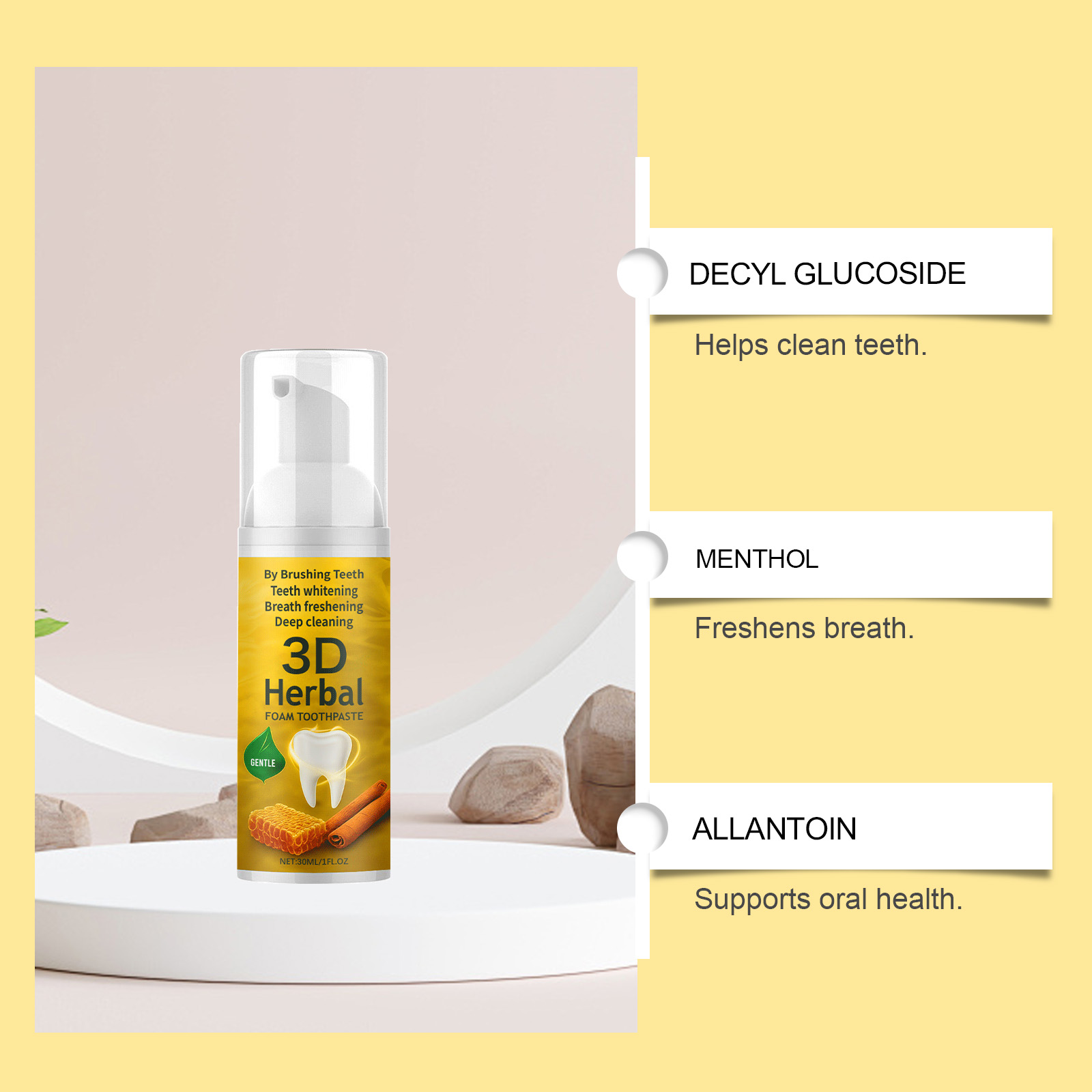 Herbal Foam Toothpaste Refreshing Mild Stain Cleaning Teeth Protection Fresh Fragrance Daily Care