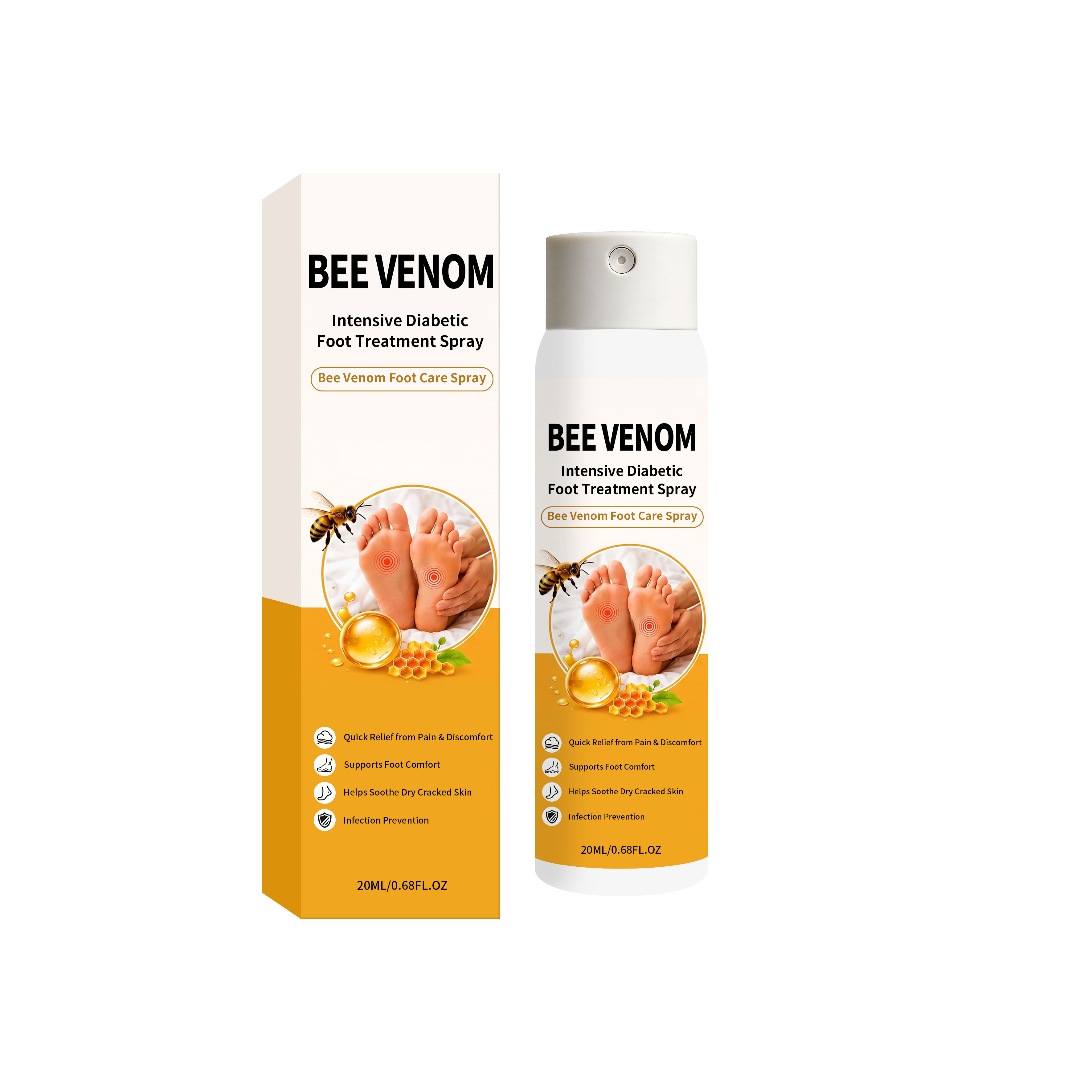 Bee Venom Foot Care Spray Mild Moisturizing Dry Skin Lock Water Soft Comfort Exfoliating