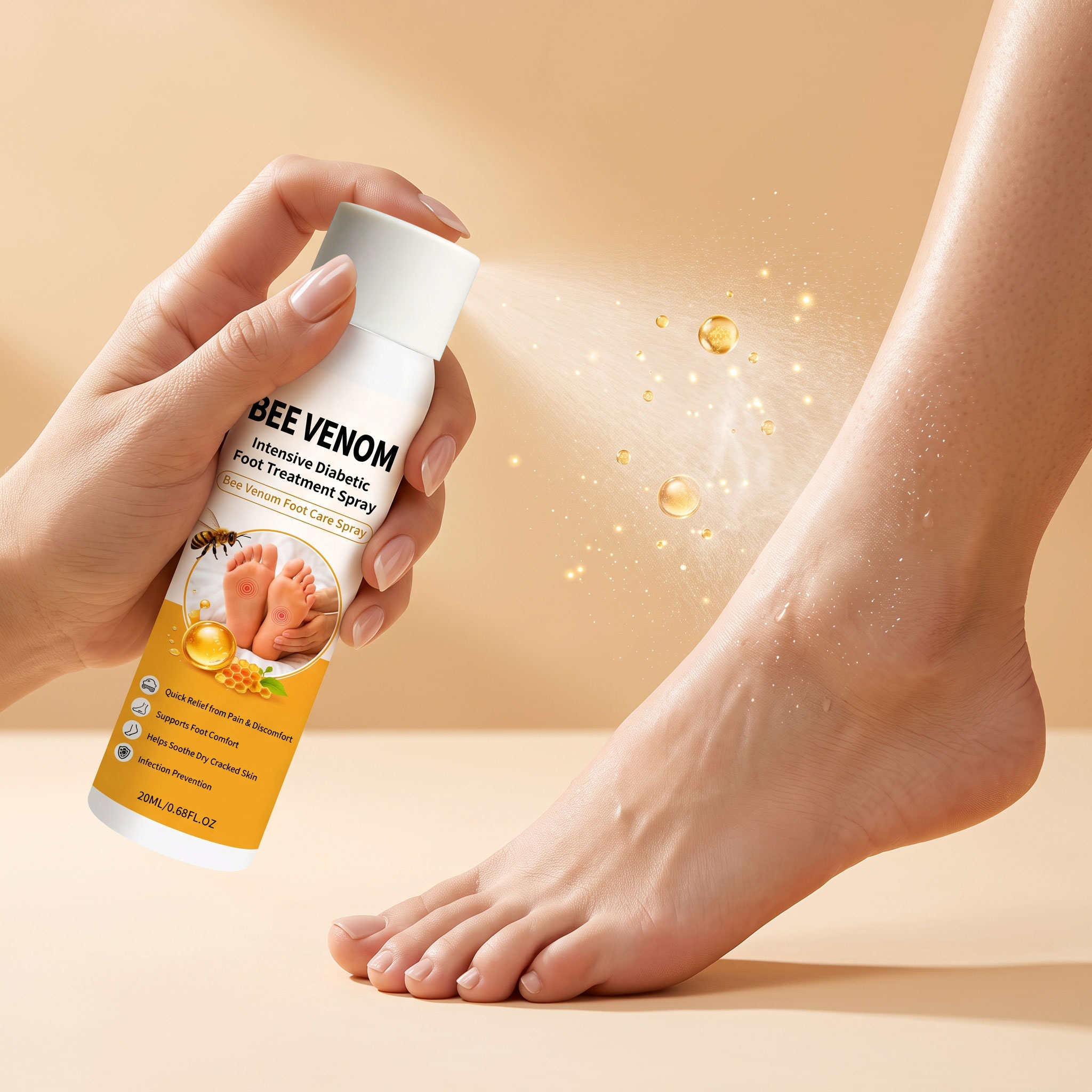 Bee Venom Foot Care Spray Mild Moisturizing Dry Skin Lock Water Soft Comfort Exfoliating