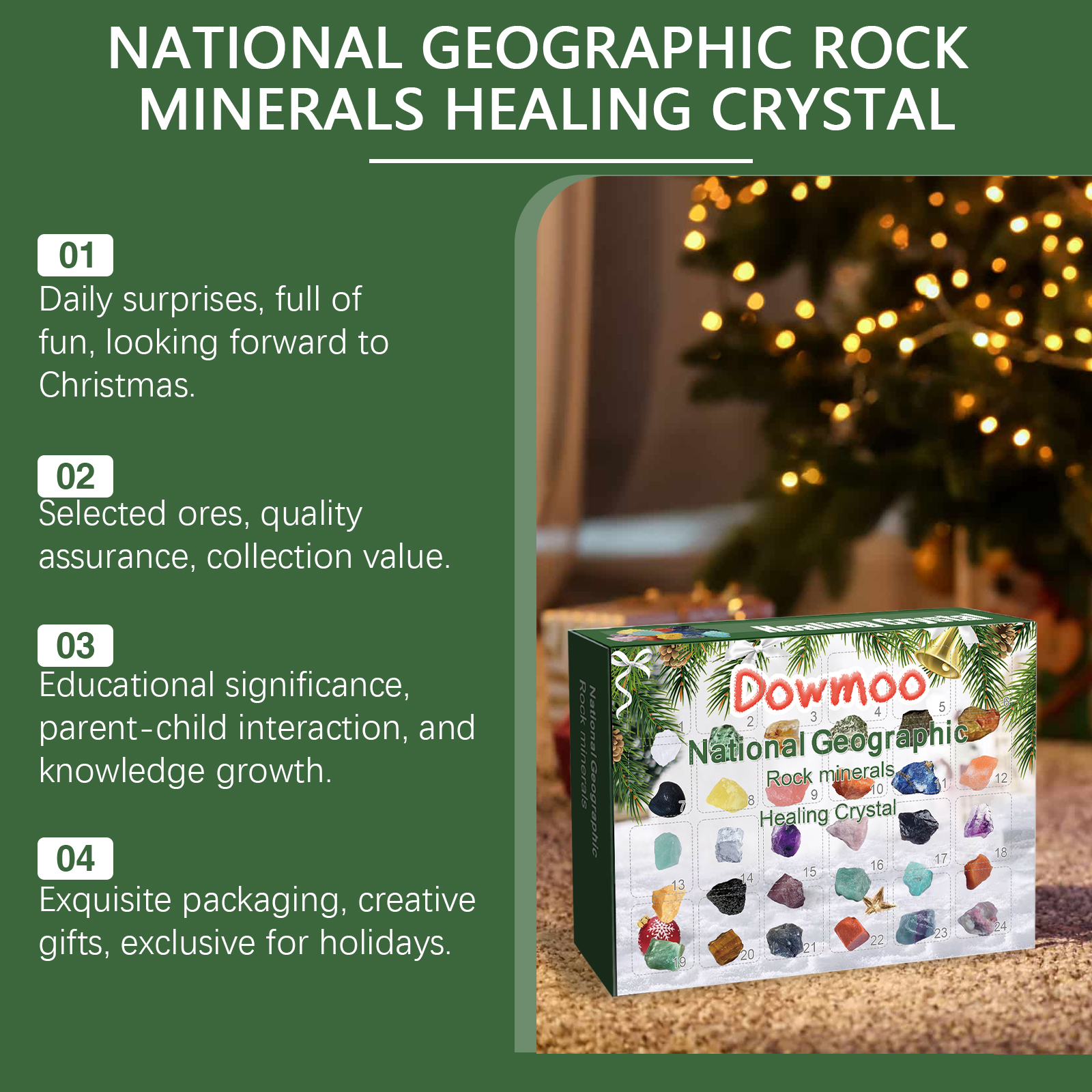 Dowmoo 24 Grid Ore Gift Box Blind Box Christmas Surprise Gift Multicolor Ore Countdown Blind Box Toy
