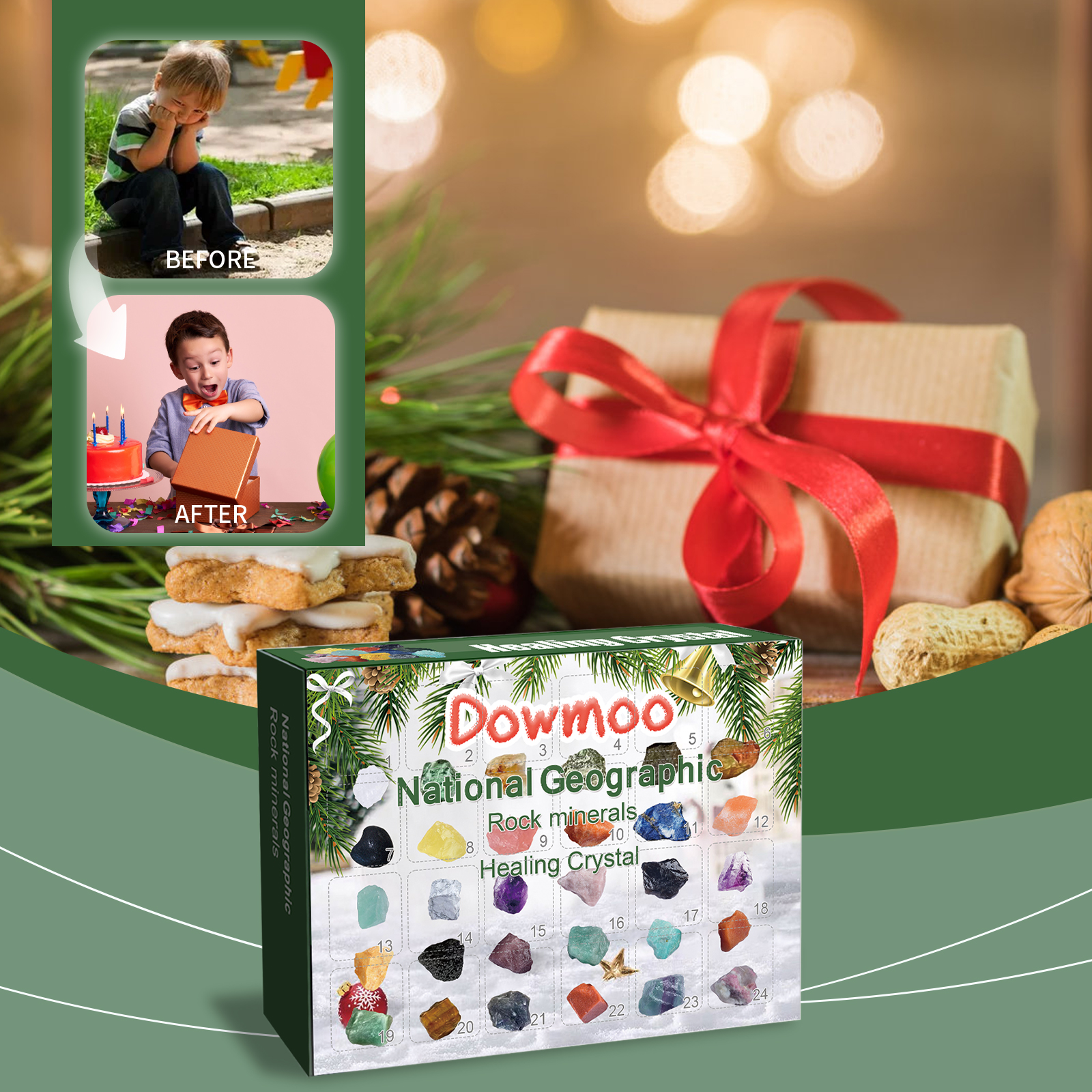 Dowmoo 24 Grid Ore Gift Box Blind Box Christmas Surprise Gift Multicolor Ore Countdown Blind Box Toy