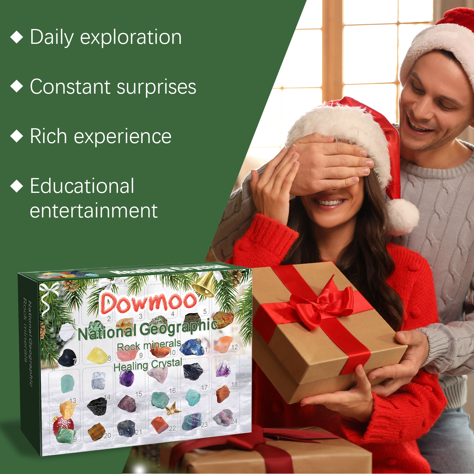 Dowmoo 24 Grid Ore Gift Box Blind Box Christmas Surprise Gift Multicolor Ore Countdown Blind Box Toy