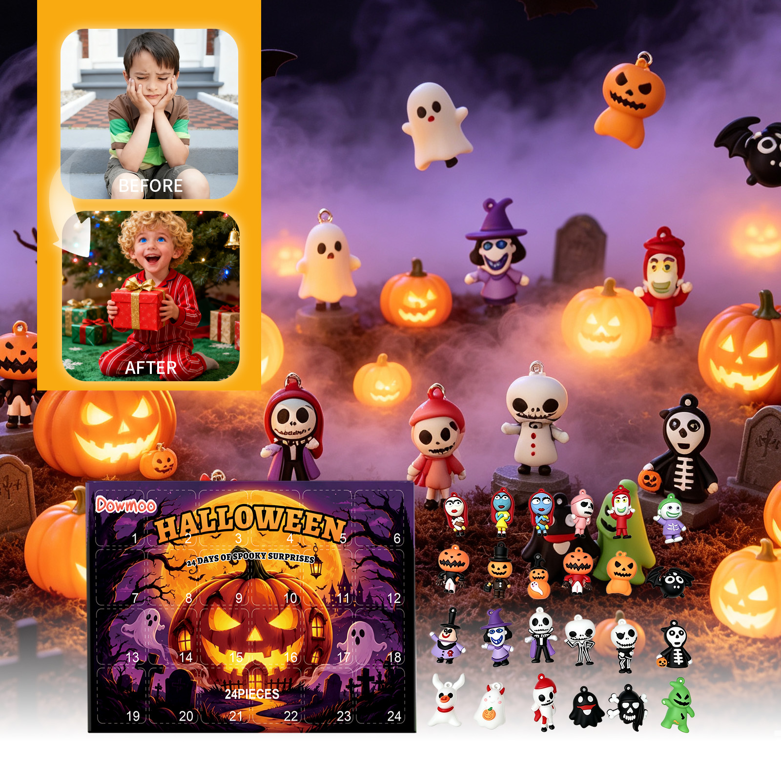 Dowmoo Halloween Mini Figure Blind Box Random Clip Dual Purpose Compact Portable Holiday Deco