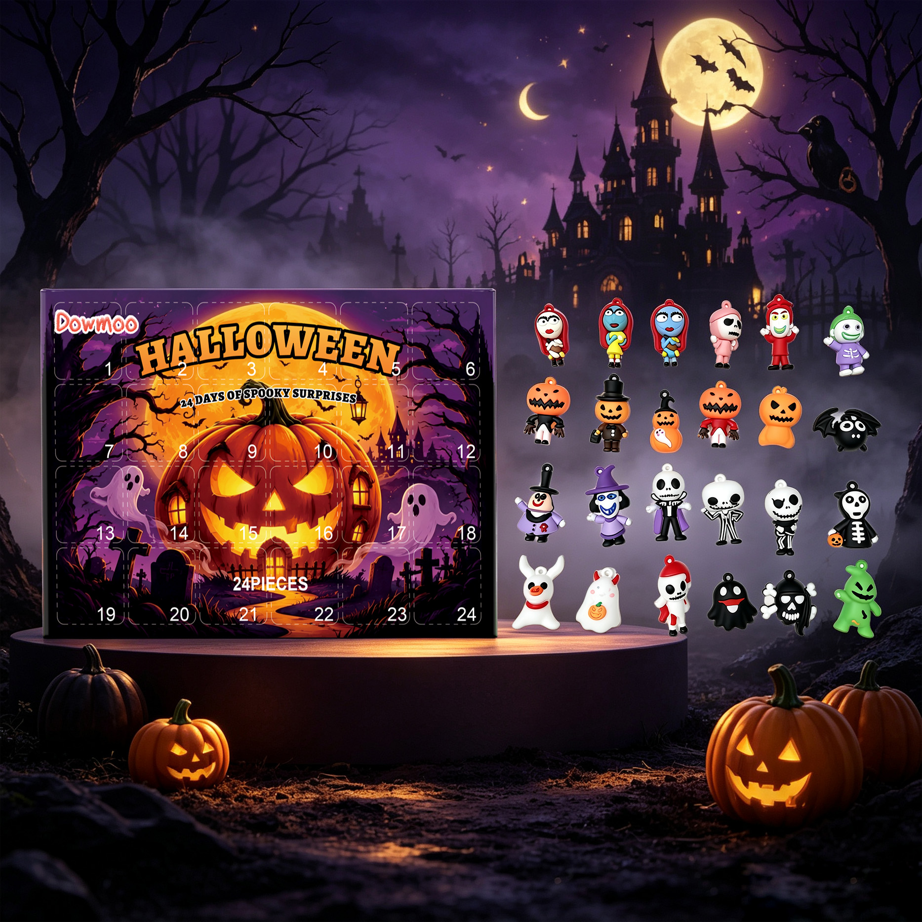 Dowmoo Halloween Mini Figure Blind Box Random Clip Dual Purpose Compact Portable Holiday Deco