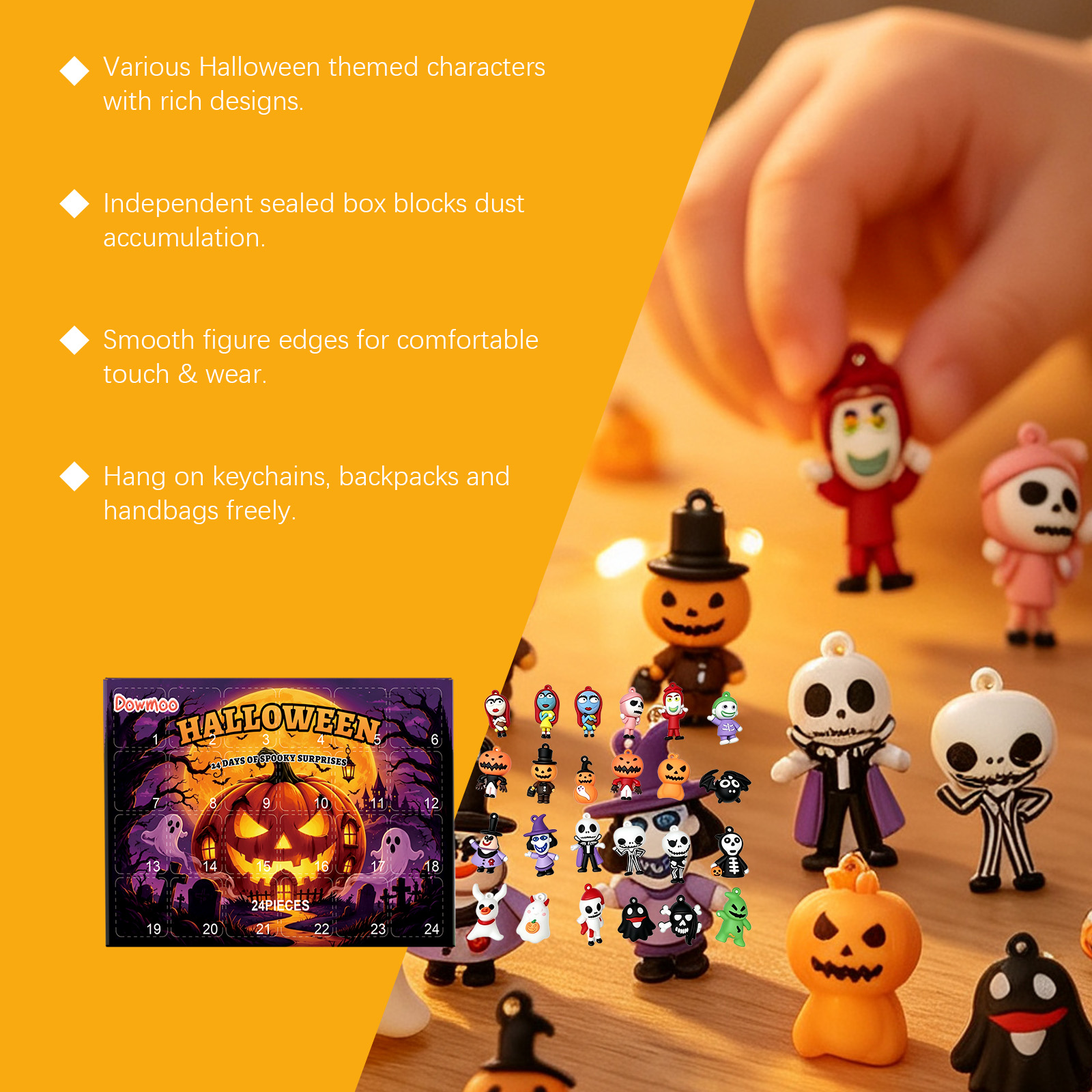 Dowmoo Halloween Mini Figure Blind Box Random Clip Dual Purpose Compact Portable Holiday Deco