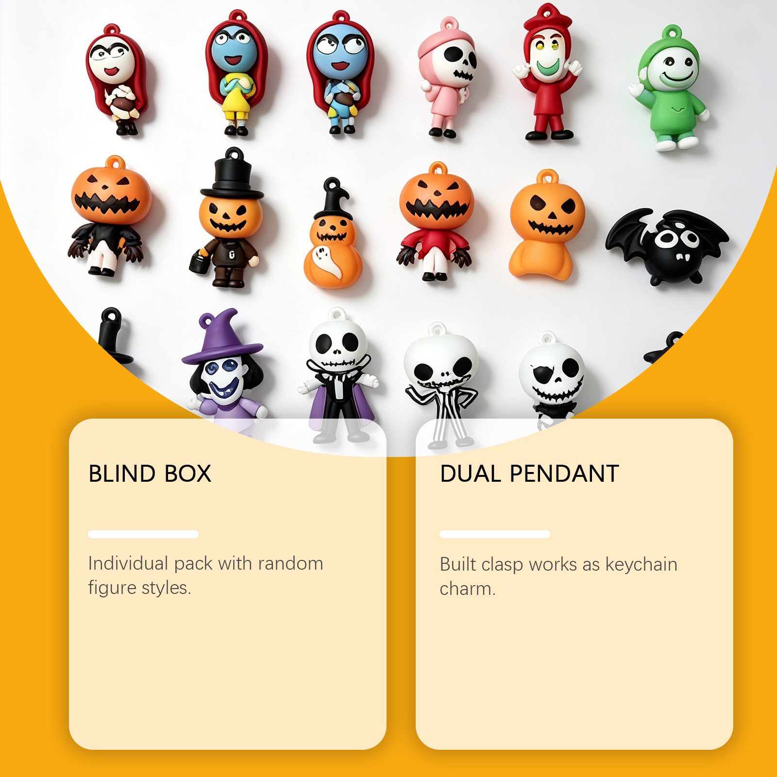 Dowmoo Halloween Mini Figure Blind Box Random Clip Dual Purpose Compact Portable Holiday Deco