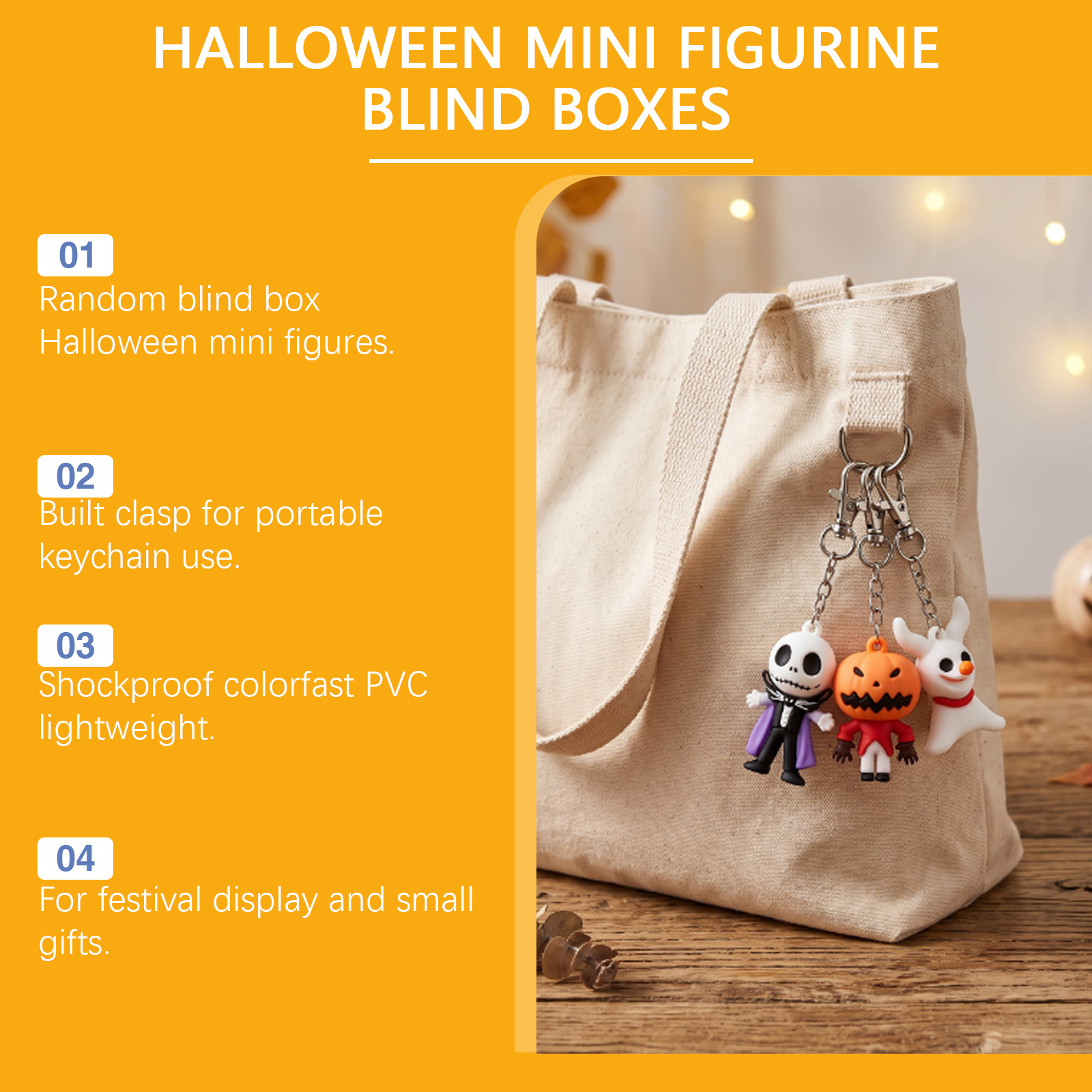 Dowmoo Halloween Mini Figure Blind Box Random Clip Dual Purpose Compact Portable Holiday Deco