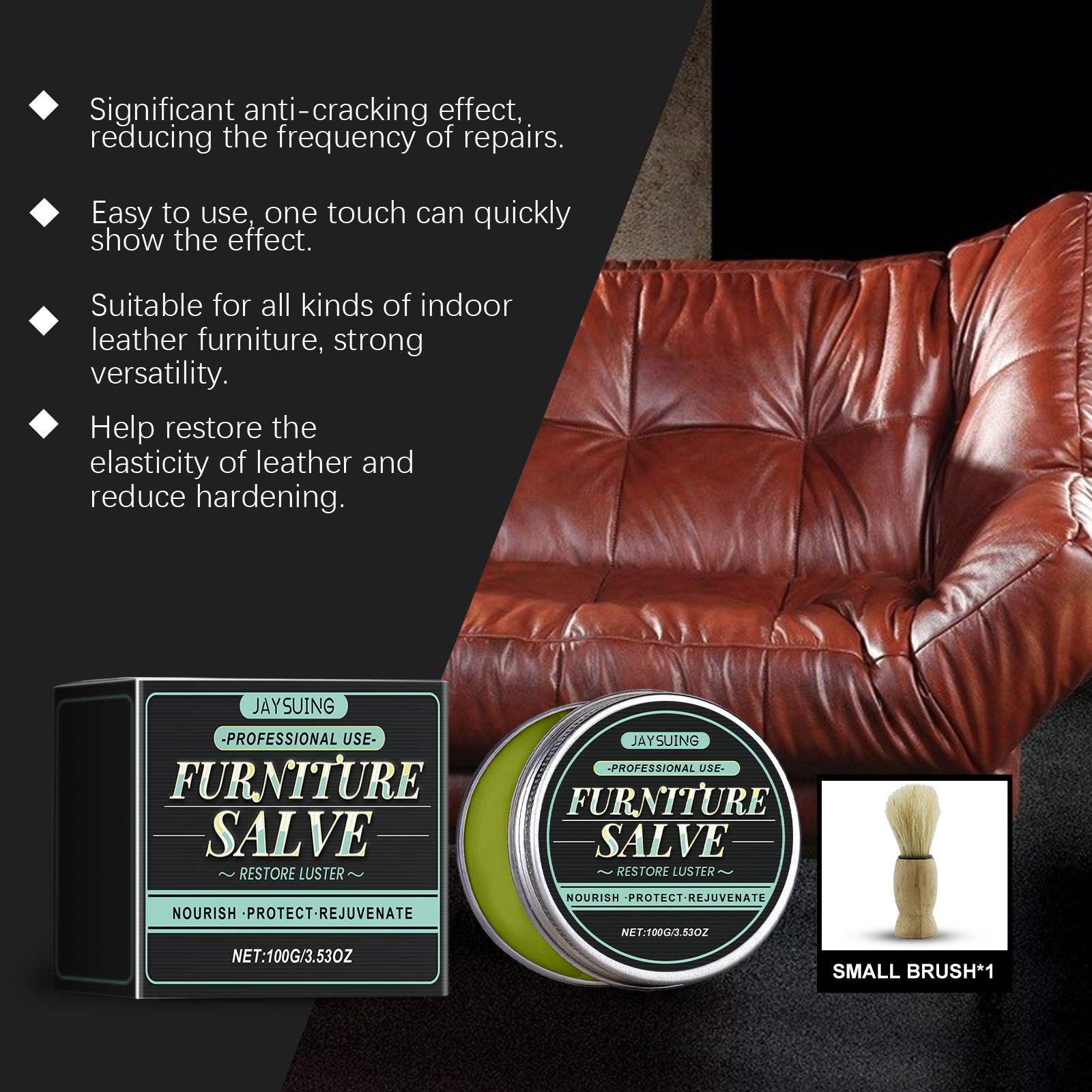 Leather Furniture Care Ointment Scratch Care Waterproof Maintenance For Furniture Bags Car Seats Universal