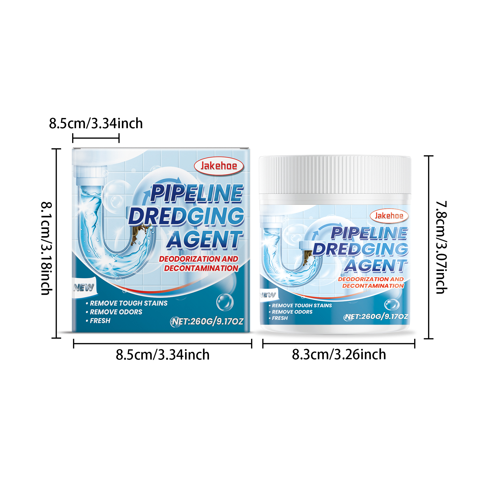 Pipe Dredging Powder Clean Unclog Dissolve Grease Hair Sewer Drain Pipeline Dirt Remover Agent