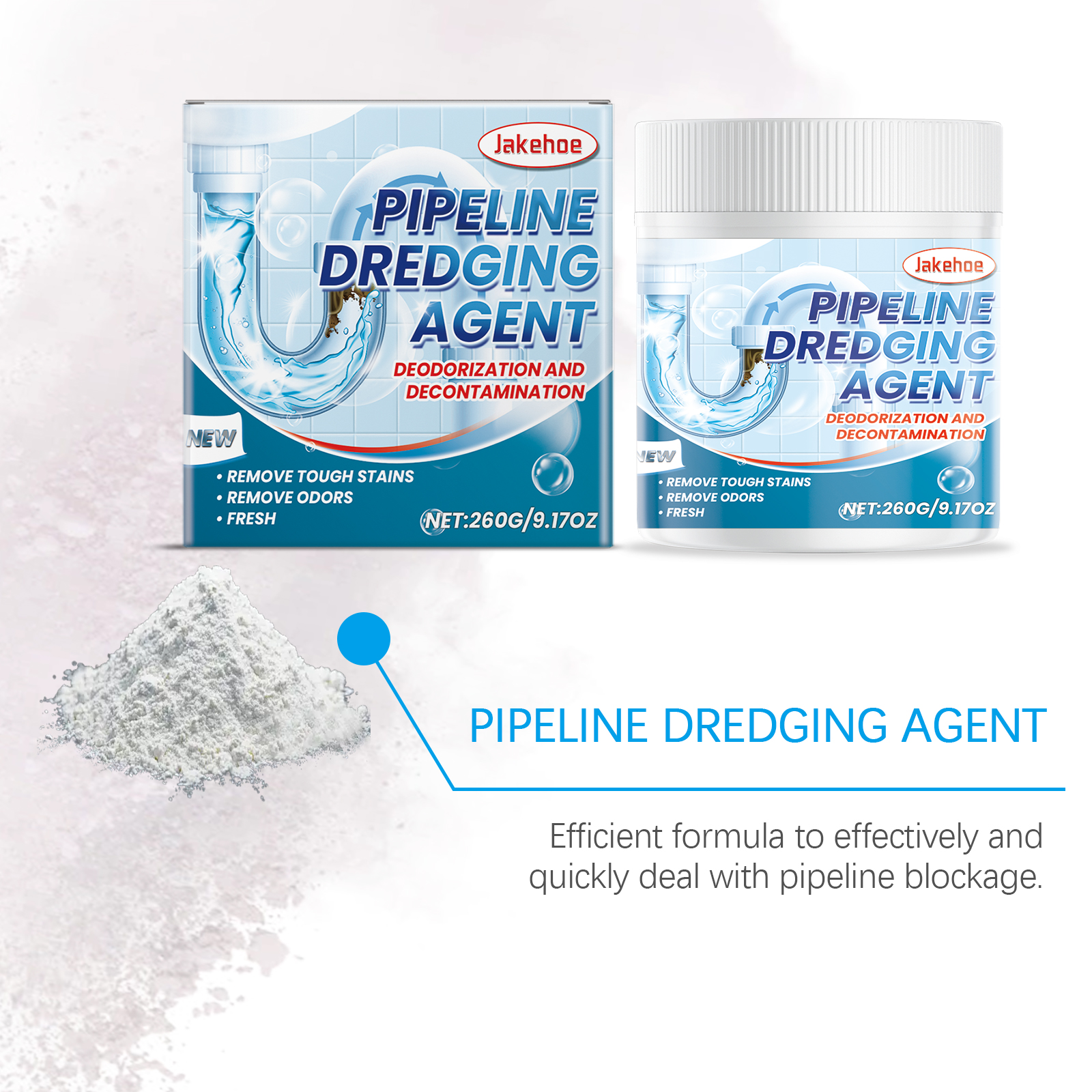 Pipe Dredging Powder Clean Unclog Dissolve Grease Hair Sewer Drain Pipeline Dirt Remover Agent