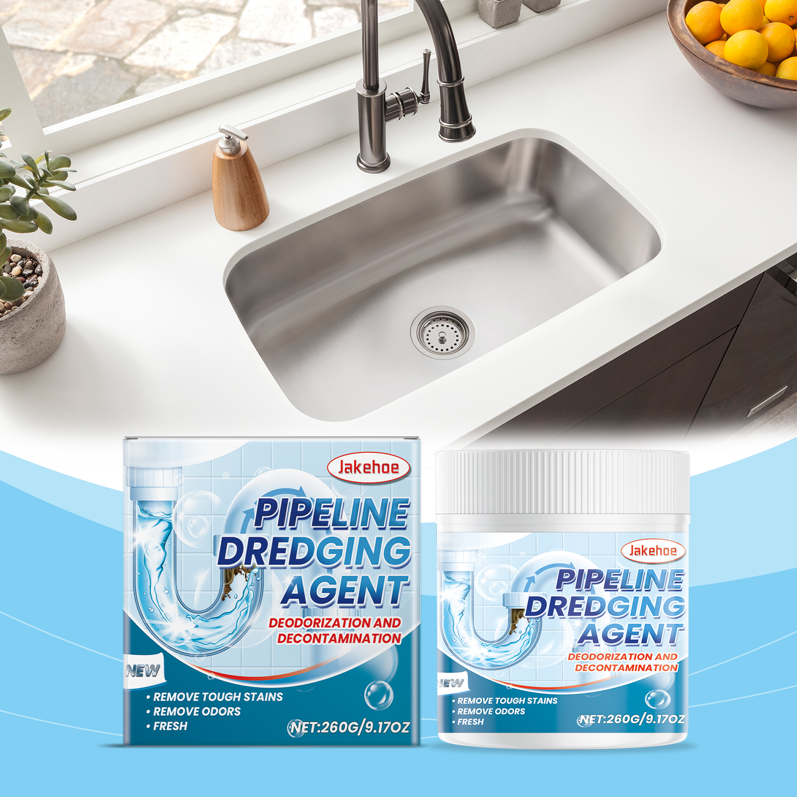 Pipe Dredging Powder Clean Unclog Dissolve Grease Hair Sewer Drain Pipeline Dirt Remover Agent