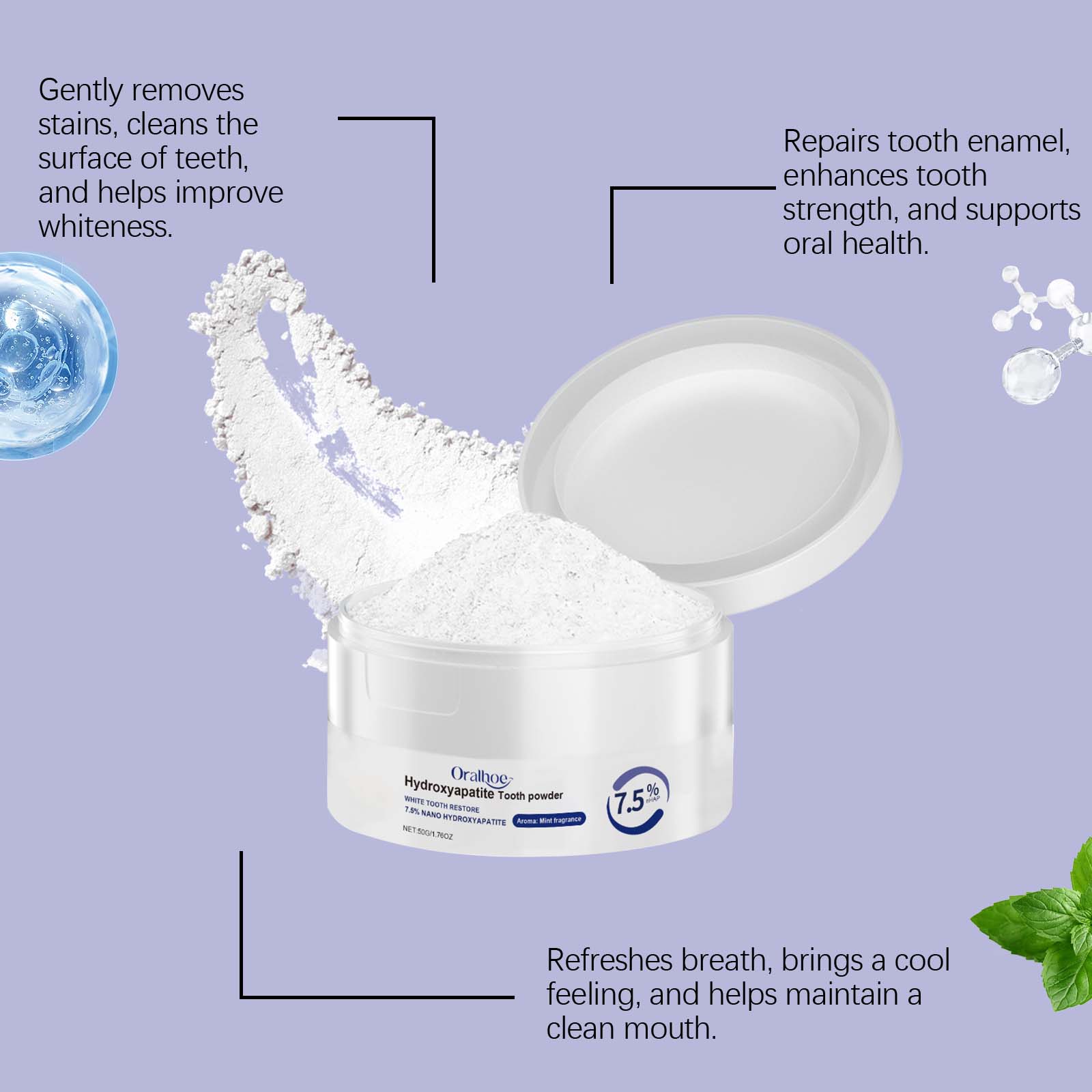 Tooth Care Cleansing Powder Gently Cleans Tooth Stains Maintains Long Lasting Freshness Protects Teeth