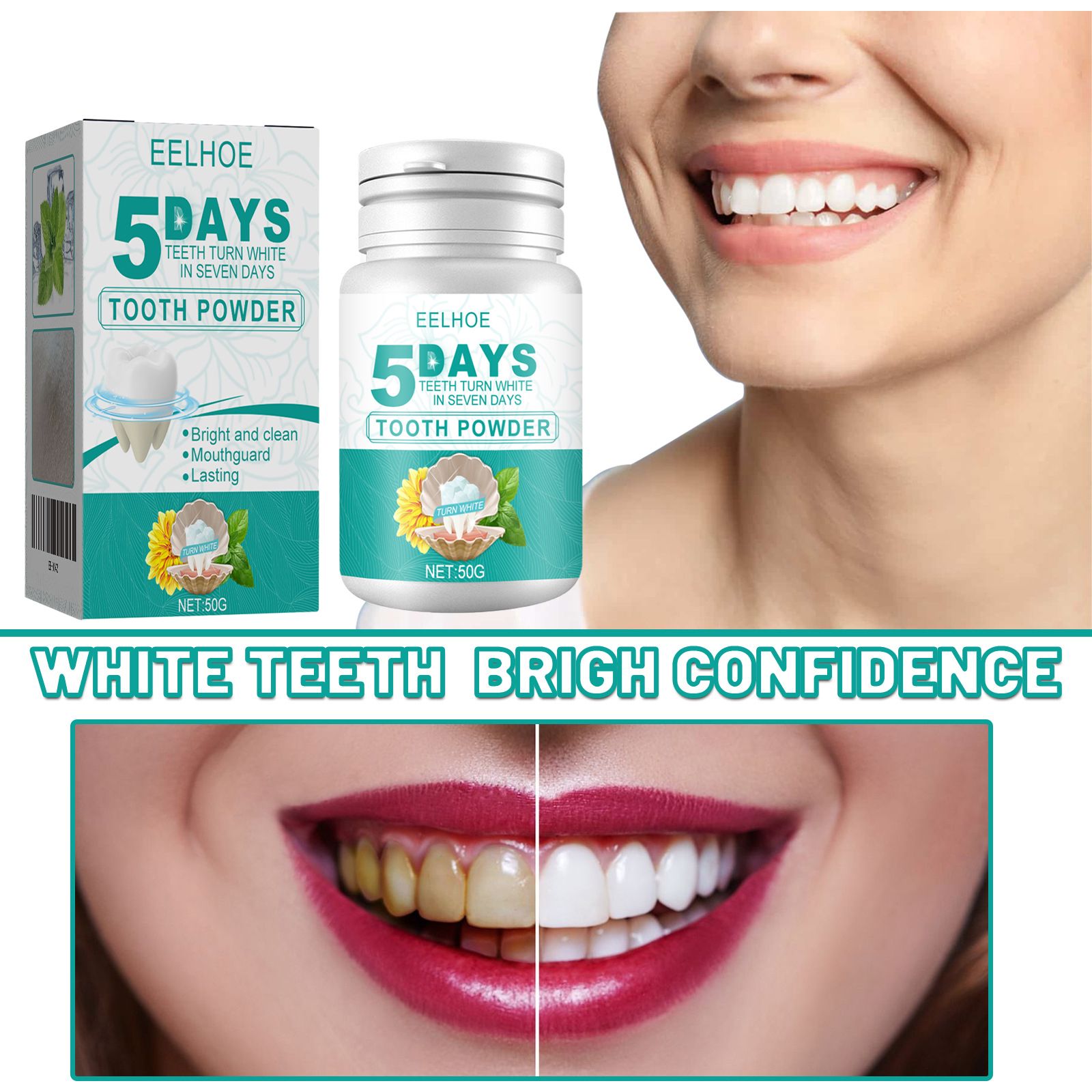 5 Day Teeth Whitening Powder Stain Remover Fresh Breath Oral Care
