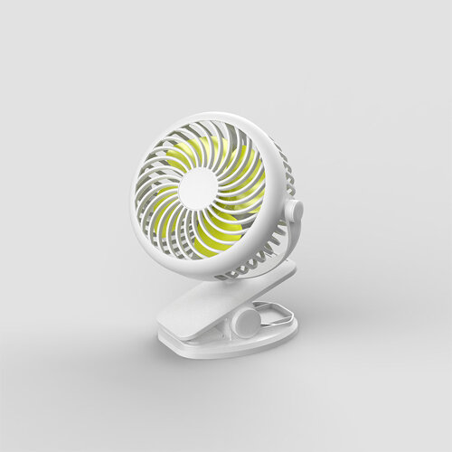 (White) 3 Speeds USB Rechargeable Mini Cooling Fan Clip On Desk Baby Stroller Portable