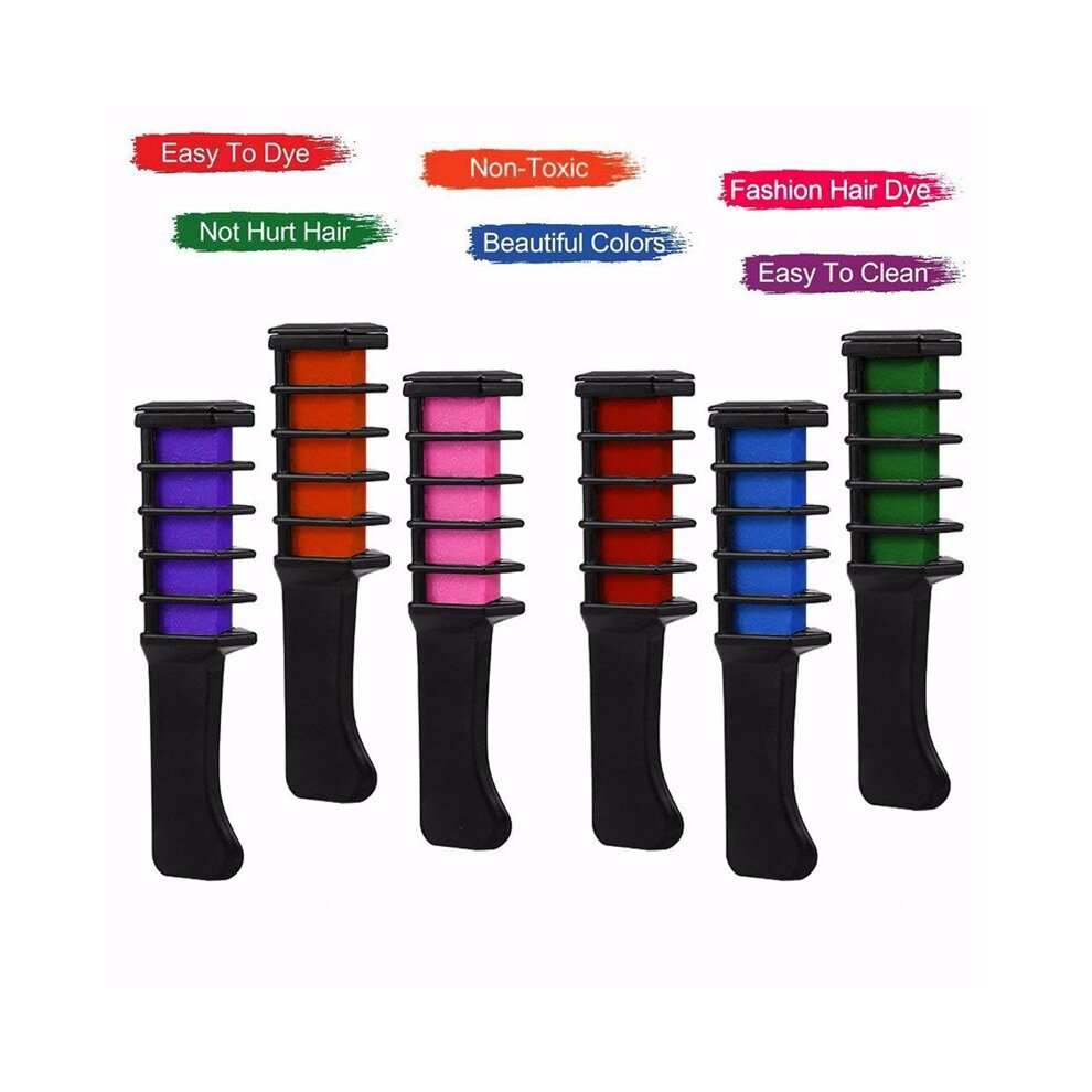 6 Colors Hair Dye Comb Brush Personal Salon Temporary Crayons Hair Dyeing Tool