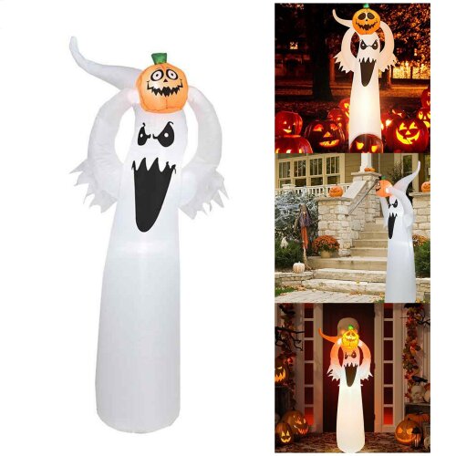 180Cm/5.9FT Halloween Inflatable Model Halloween Inflatable Luminous Ghost Lifting Pumpk