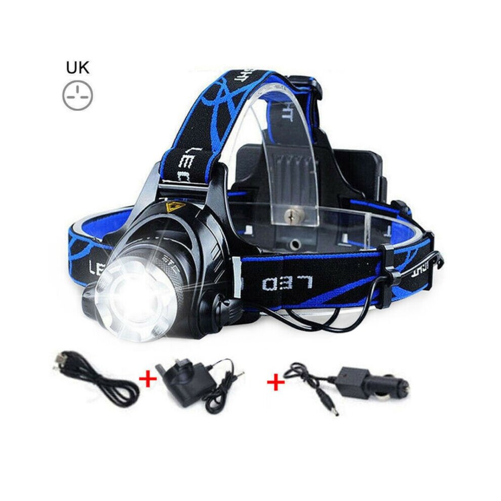 Zoom Headlamp 90000LM Rechargeable T6 LED Headlight Flashlights Outdoor Fish