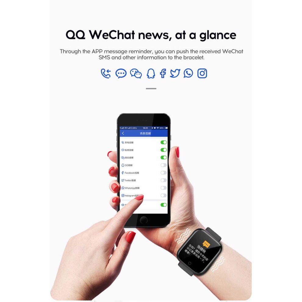 (White) Pro Bluetooth Smart Watch Men Women Y68 Blood Pressure Heart Rate Monitor Sport
